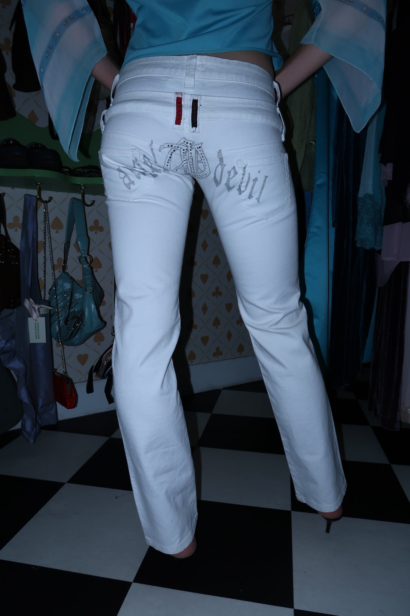 Lowrise White Angel & Devil Jeans