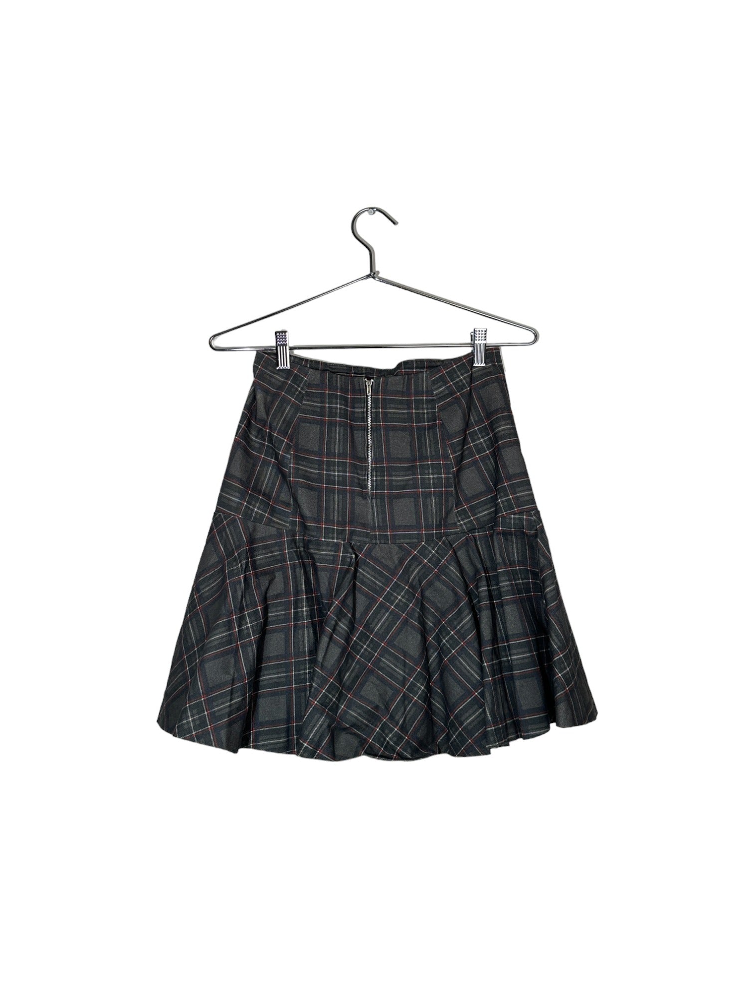 Grey Plaid Drop-Waist Skirt