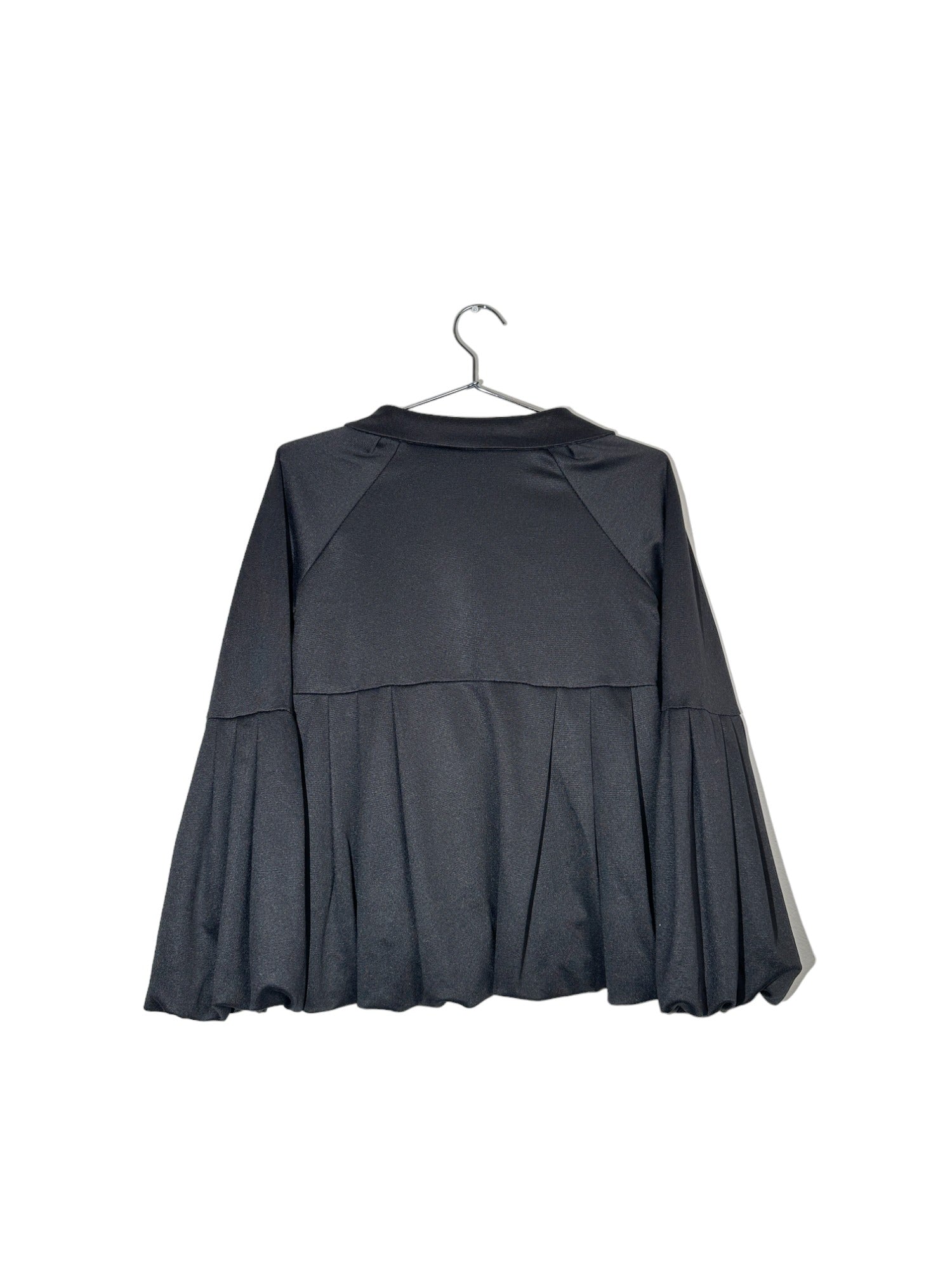 Black Babydoll Bell Sleeve Collared Jacket