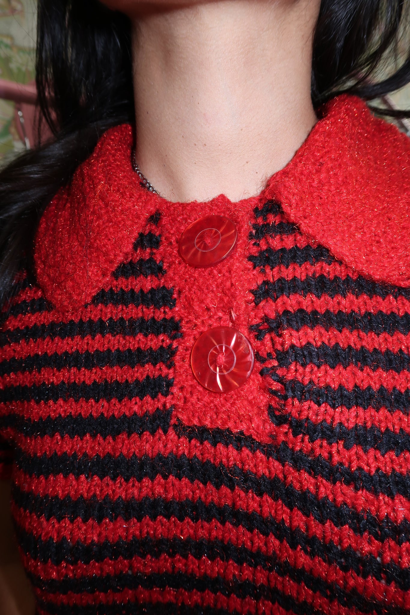 Knit Red and Black Top