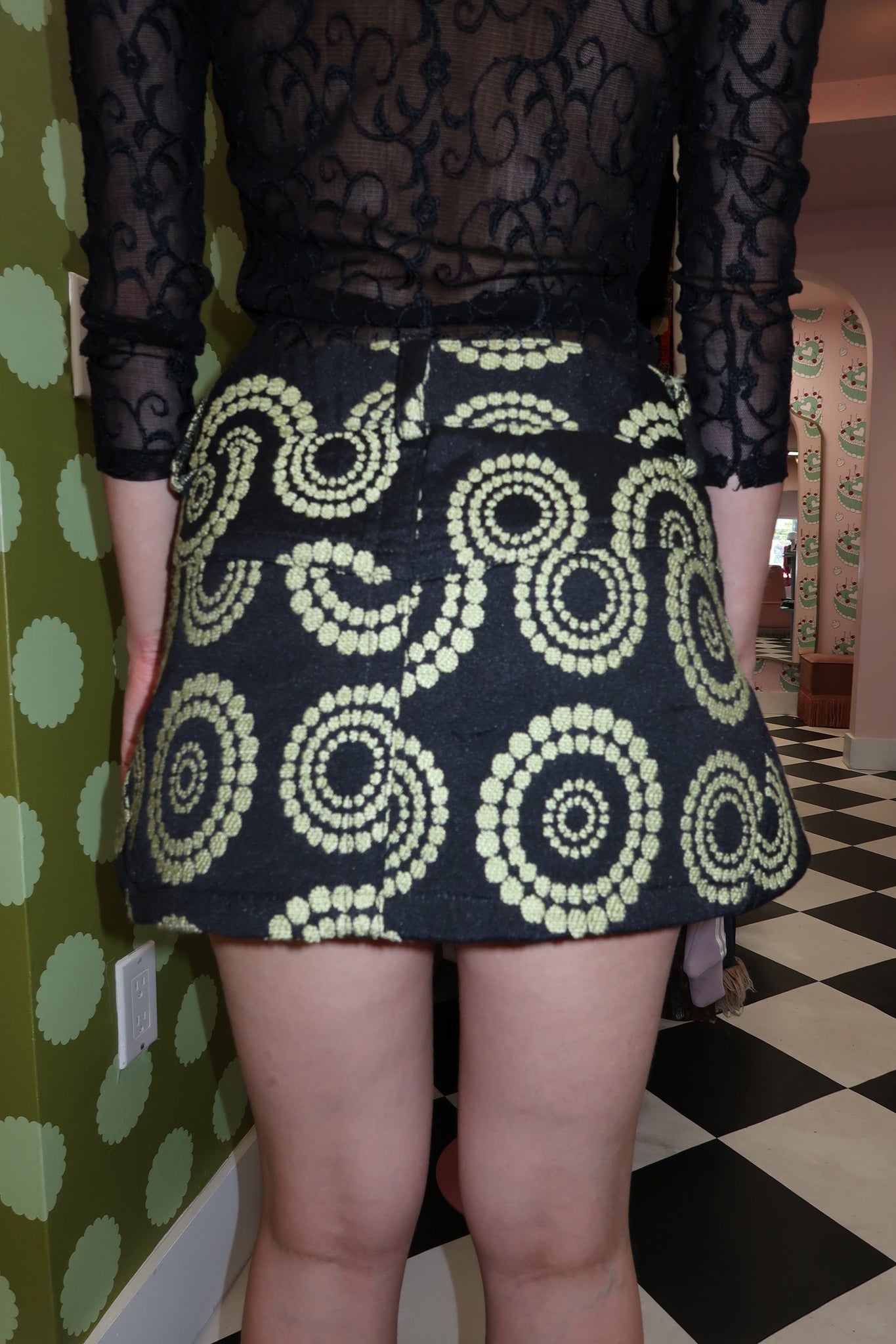 Desigual Green Patterned Mini Skirt