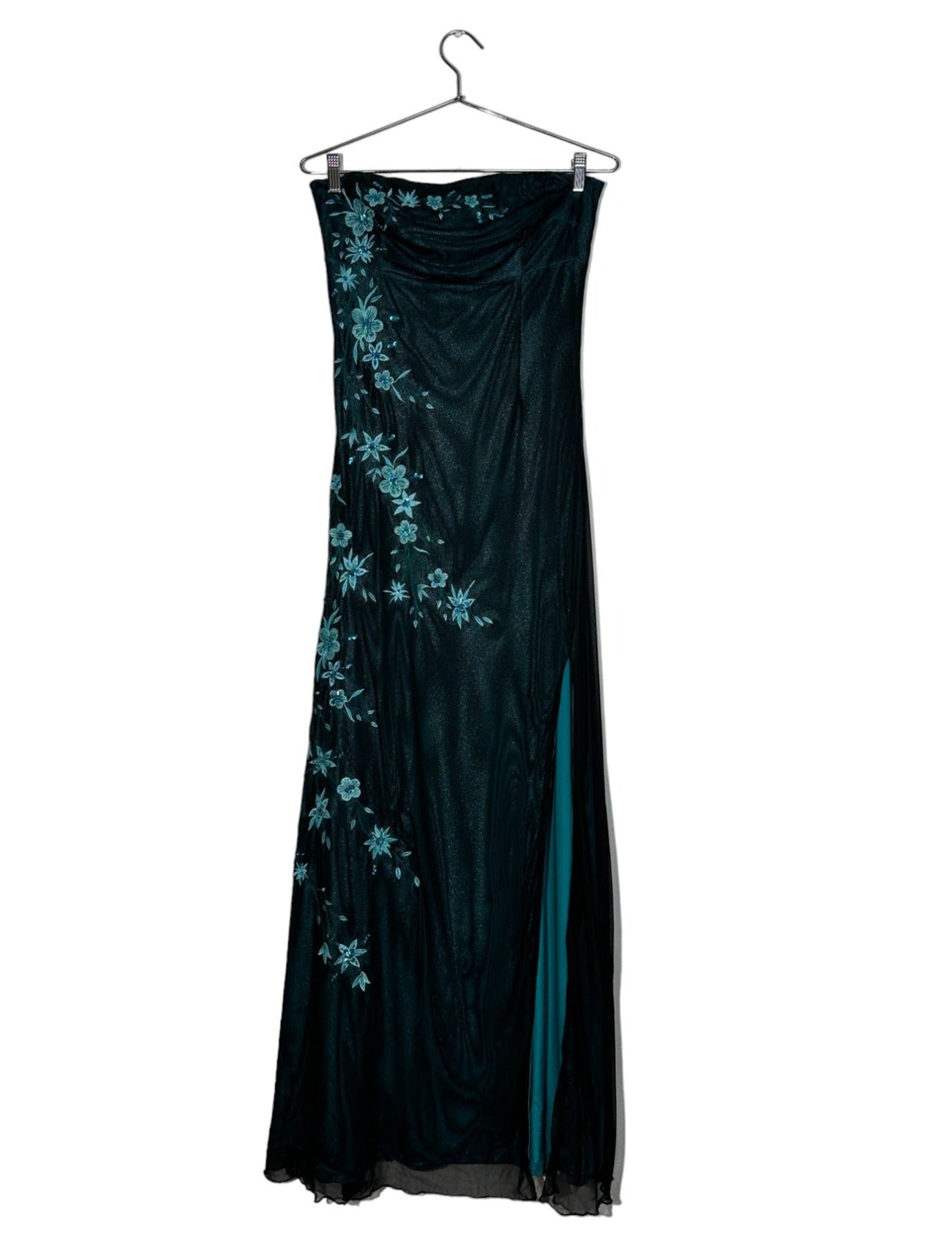 Blue Embroidery Maxi Dress
