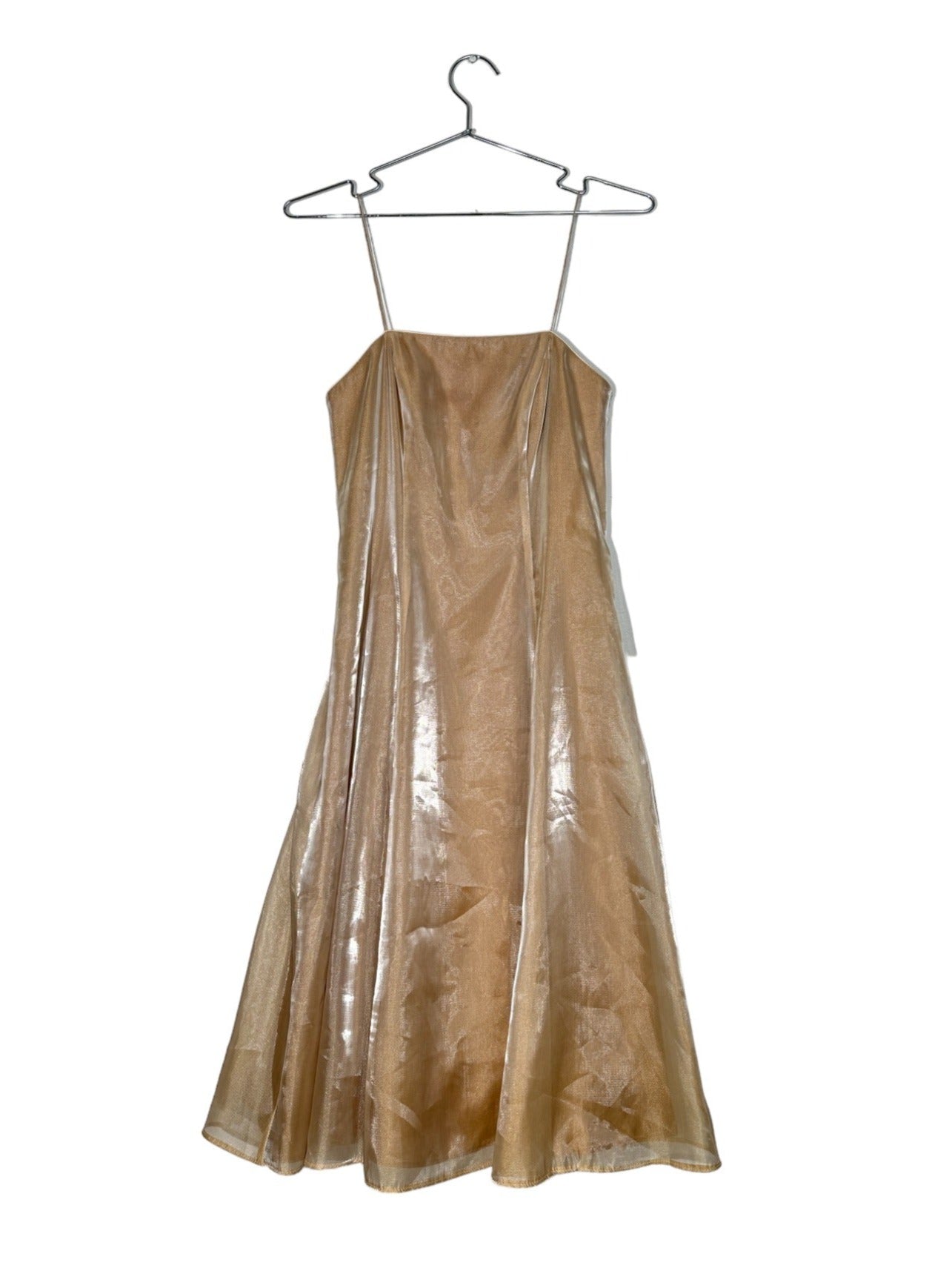 Champagne Spaghetti Strap Midi Dress