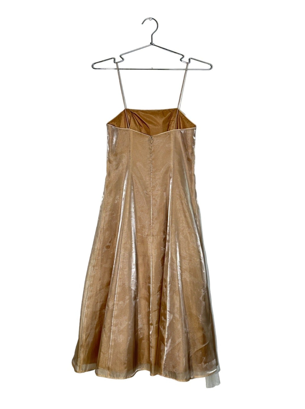 Champagne Spaghetti Strap Midi Dress