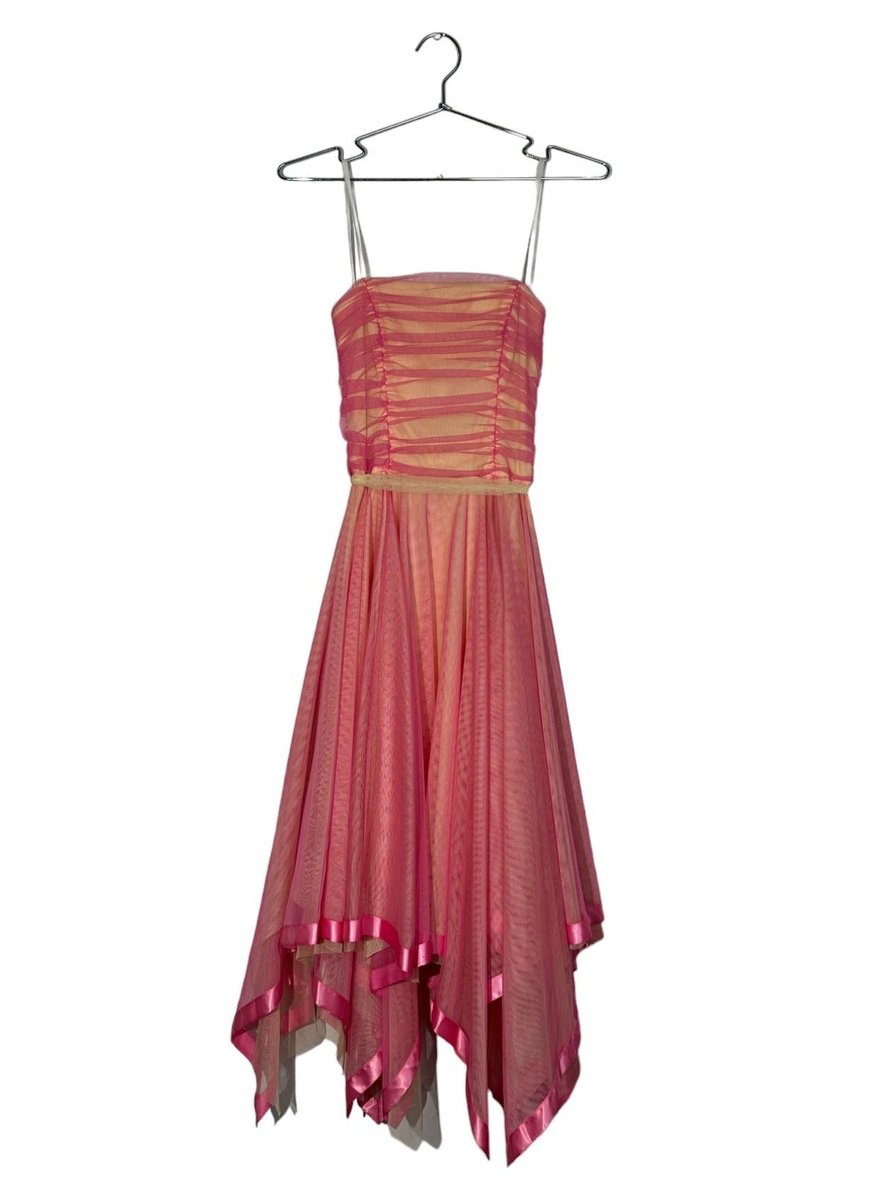 Pink & Yellow Asymmetrical Midi Dress