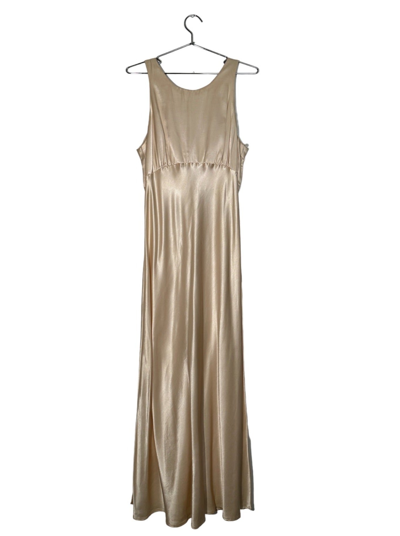 Champagne Lace Up Maxi Dress