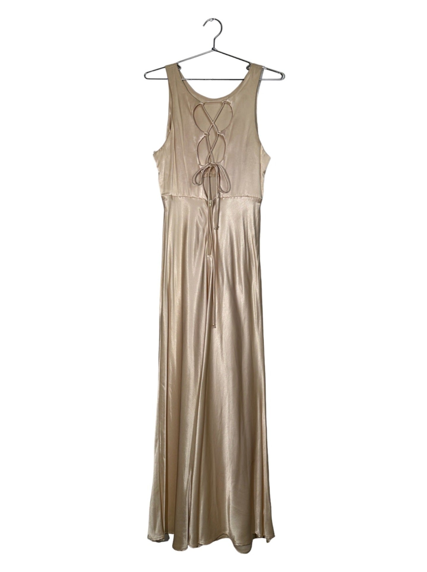 Champagne Lace Up Maxi Dress