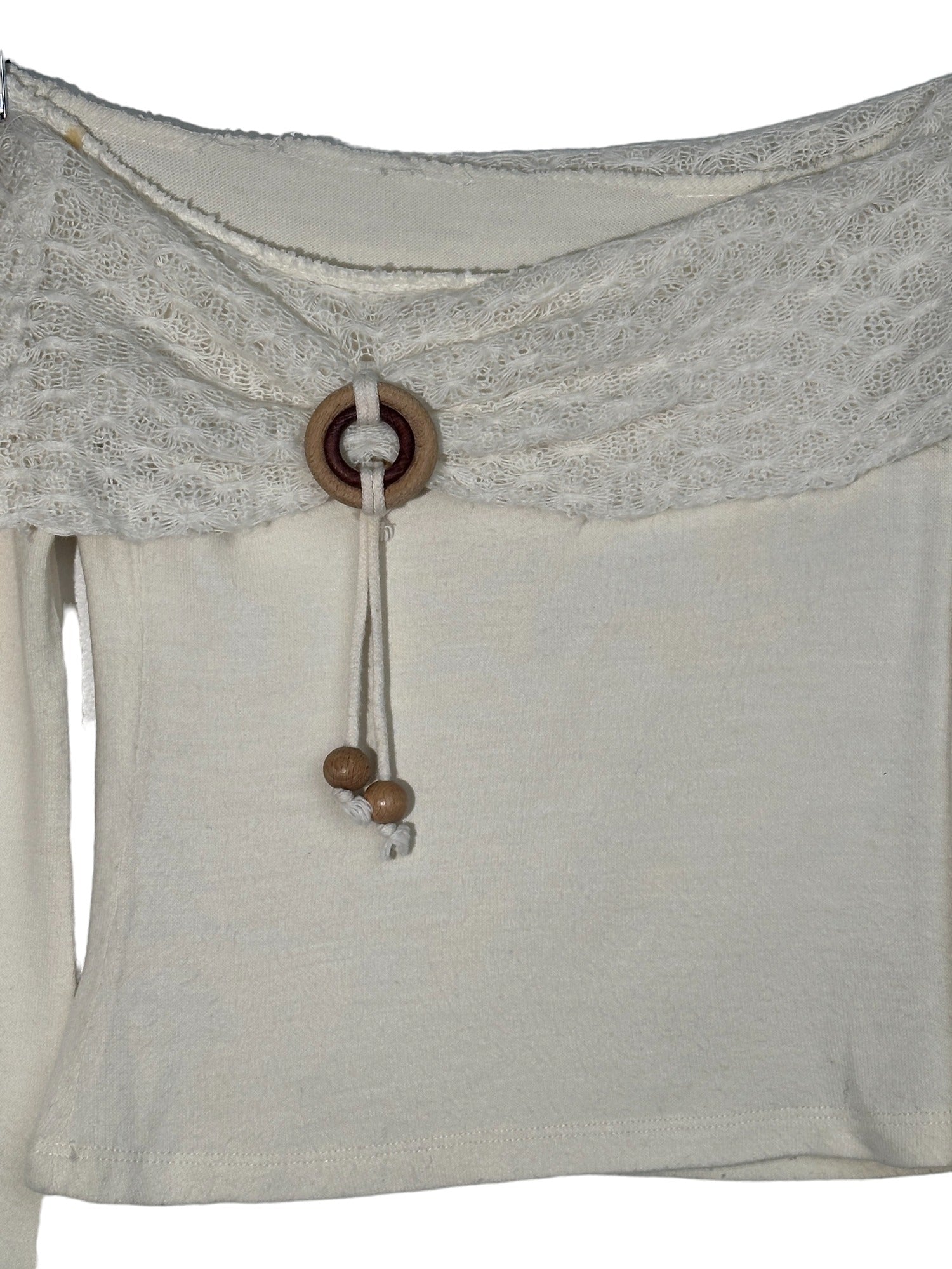 White Off the Shoulder String Bead Top