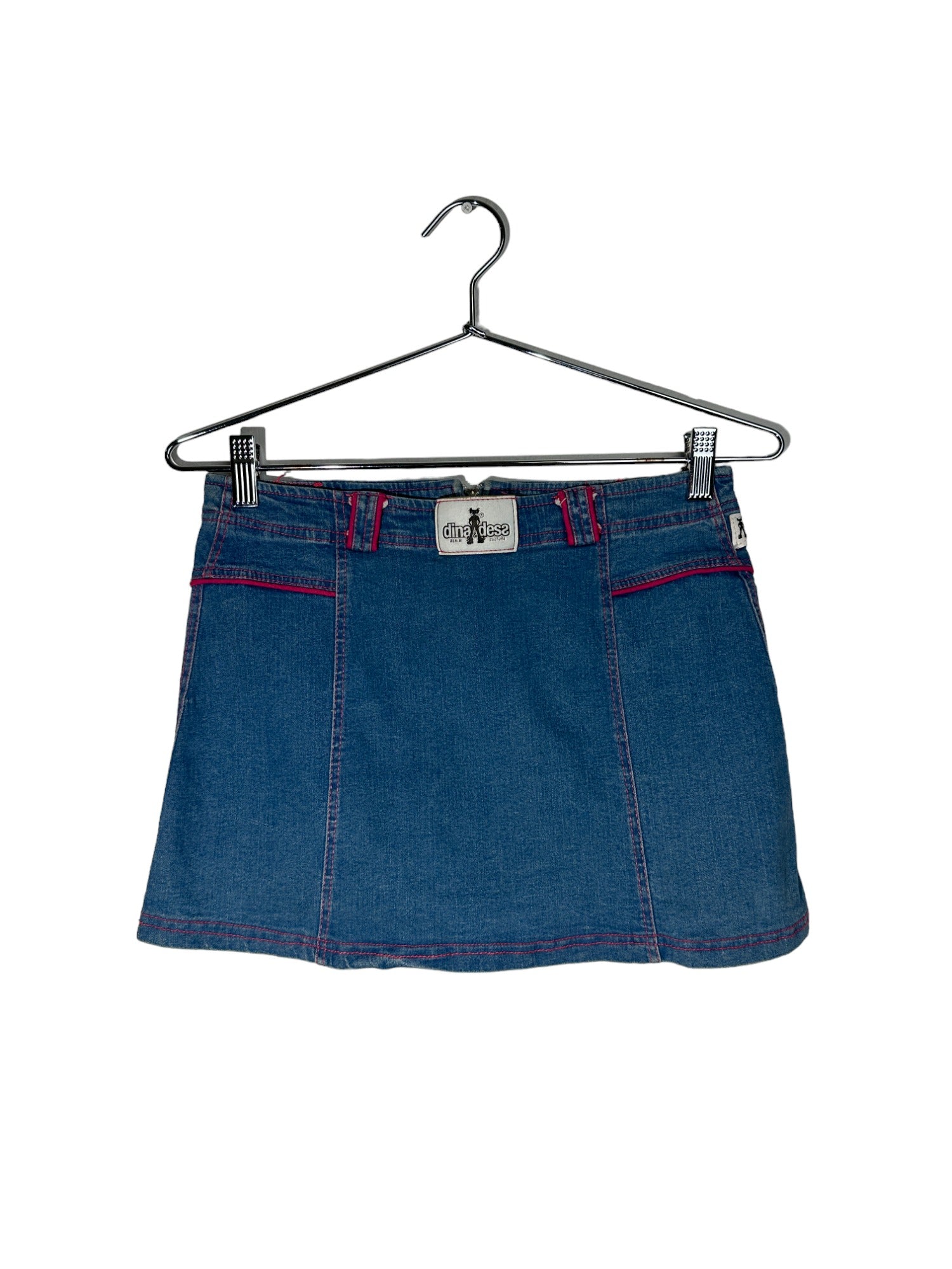 Pink Stitch Denim Mini Skirt