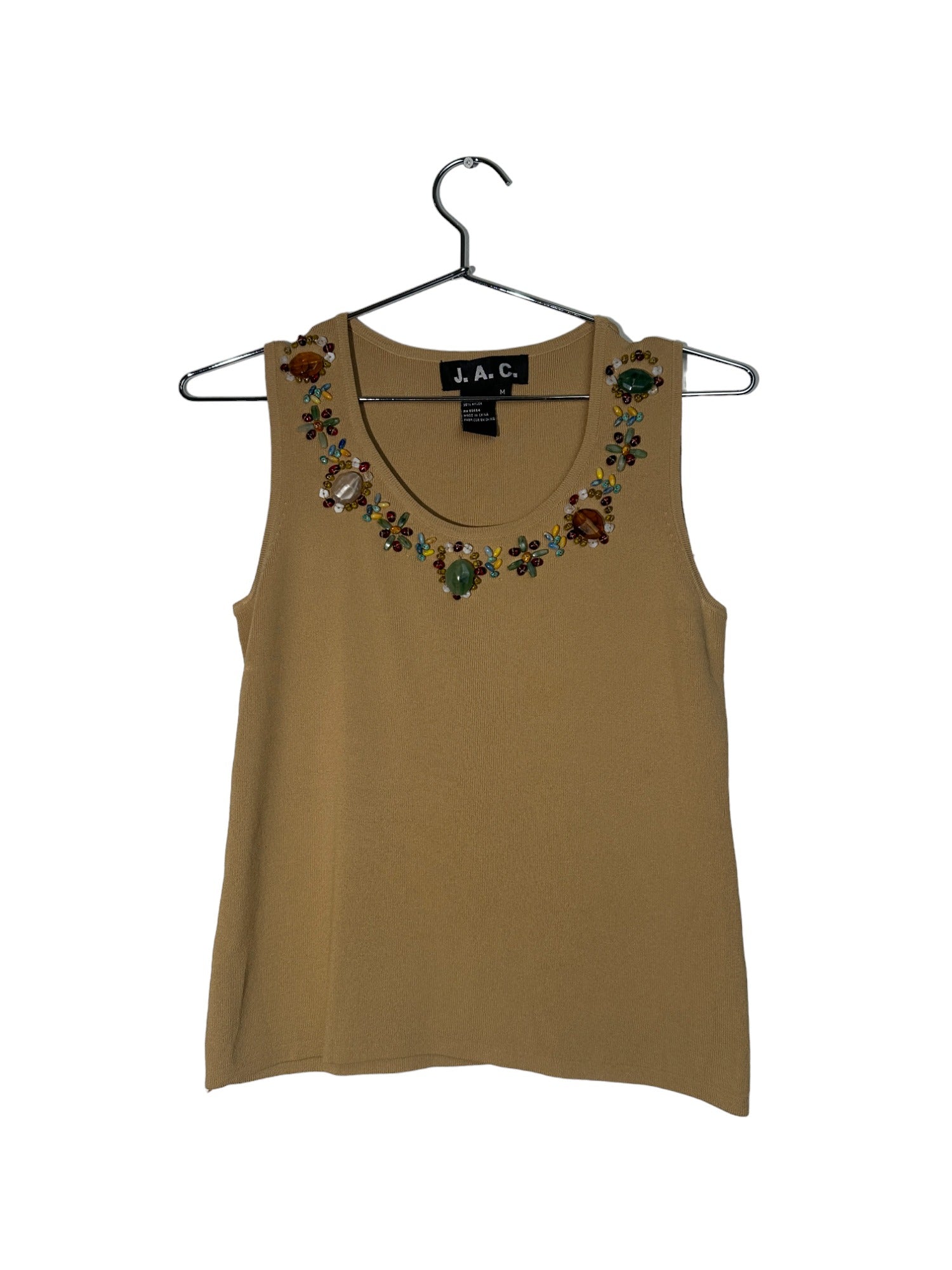 J.A.C. Beige Beaded Top