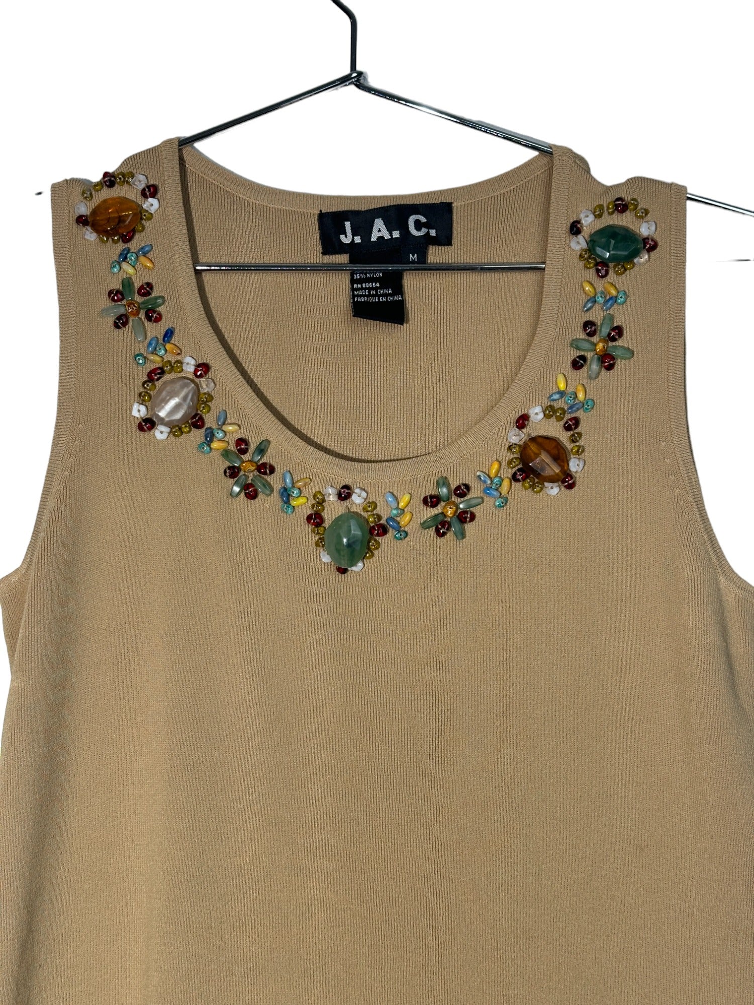 J.A.C. Beige Beaded Top