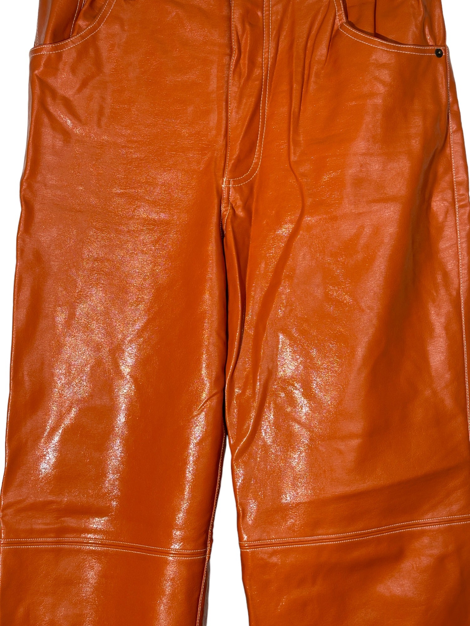Faux Leather Bootcut Orange Pants