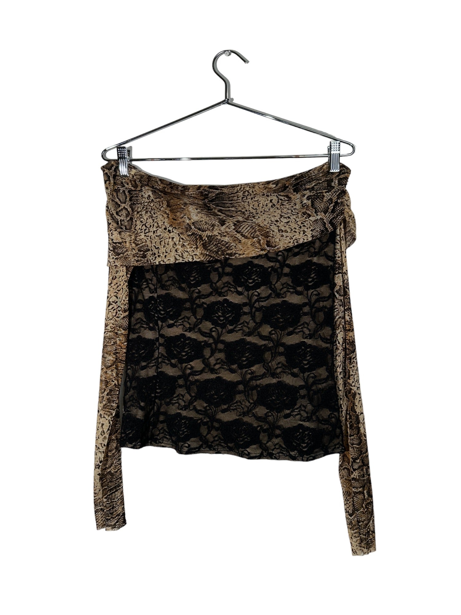 Lace & Snake Print Long Sleeves Top