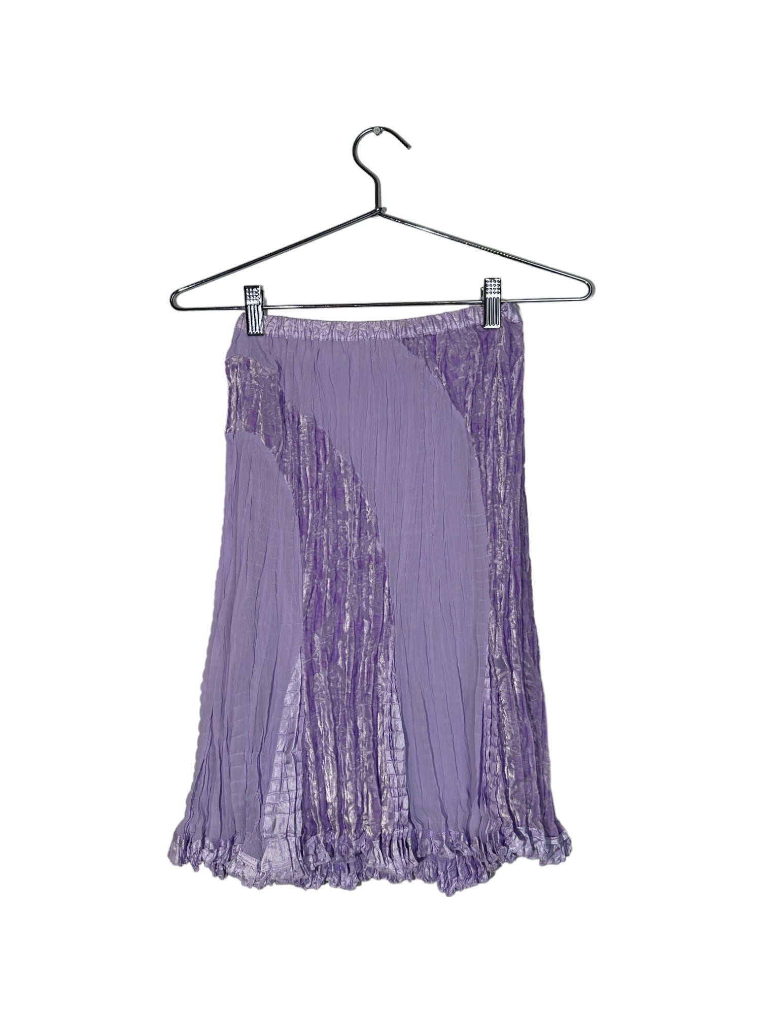 Lilac Silk And Velvet Mini Skirt