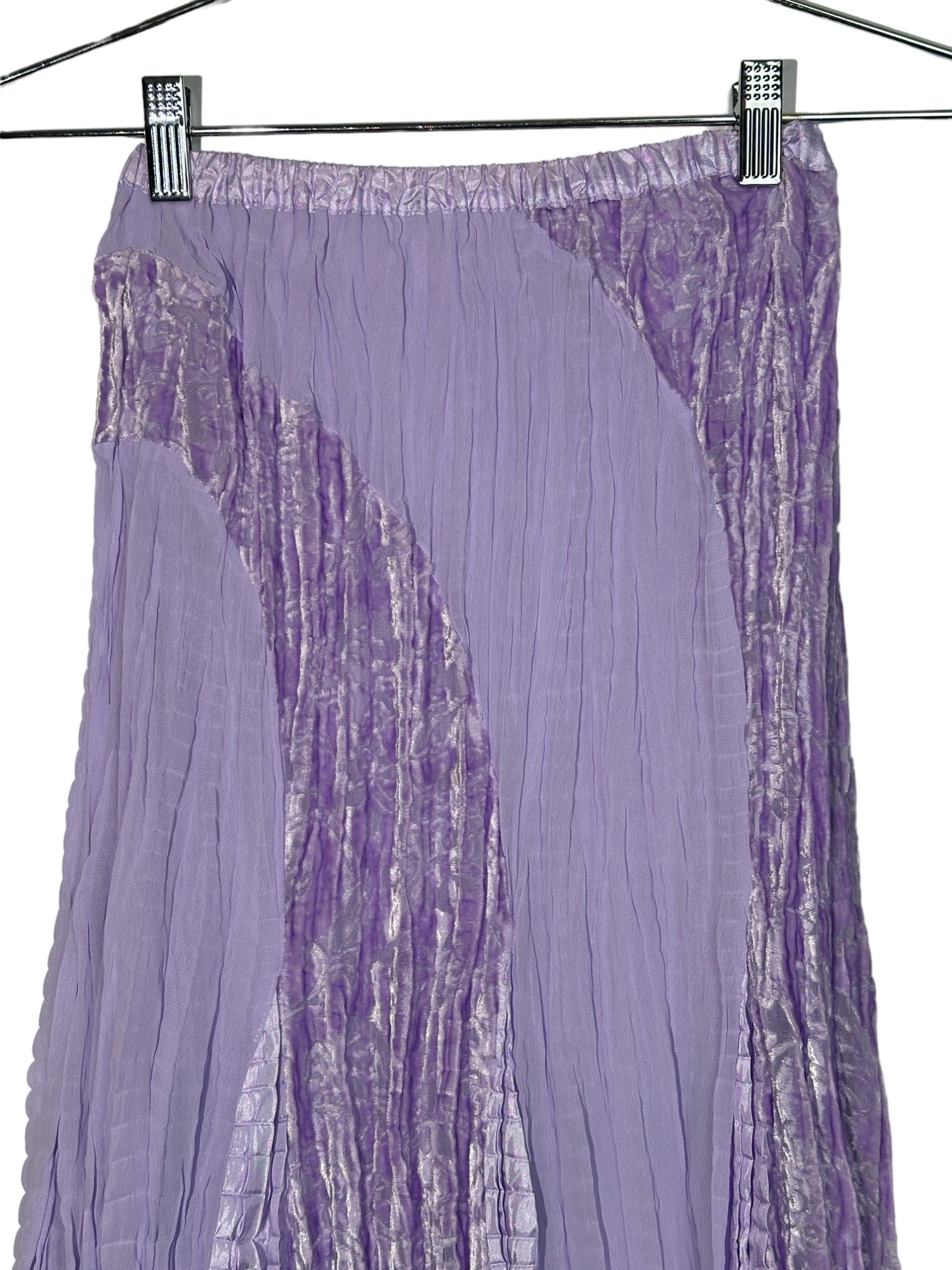 Lilac Silk And Velvet Mini Skirt