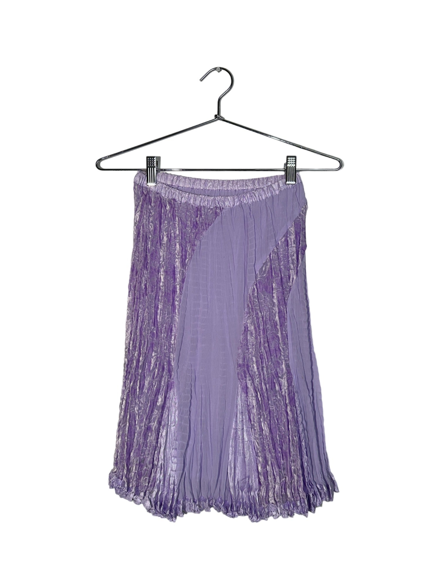 Lilac Silk And Velvet Mini Skirt