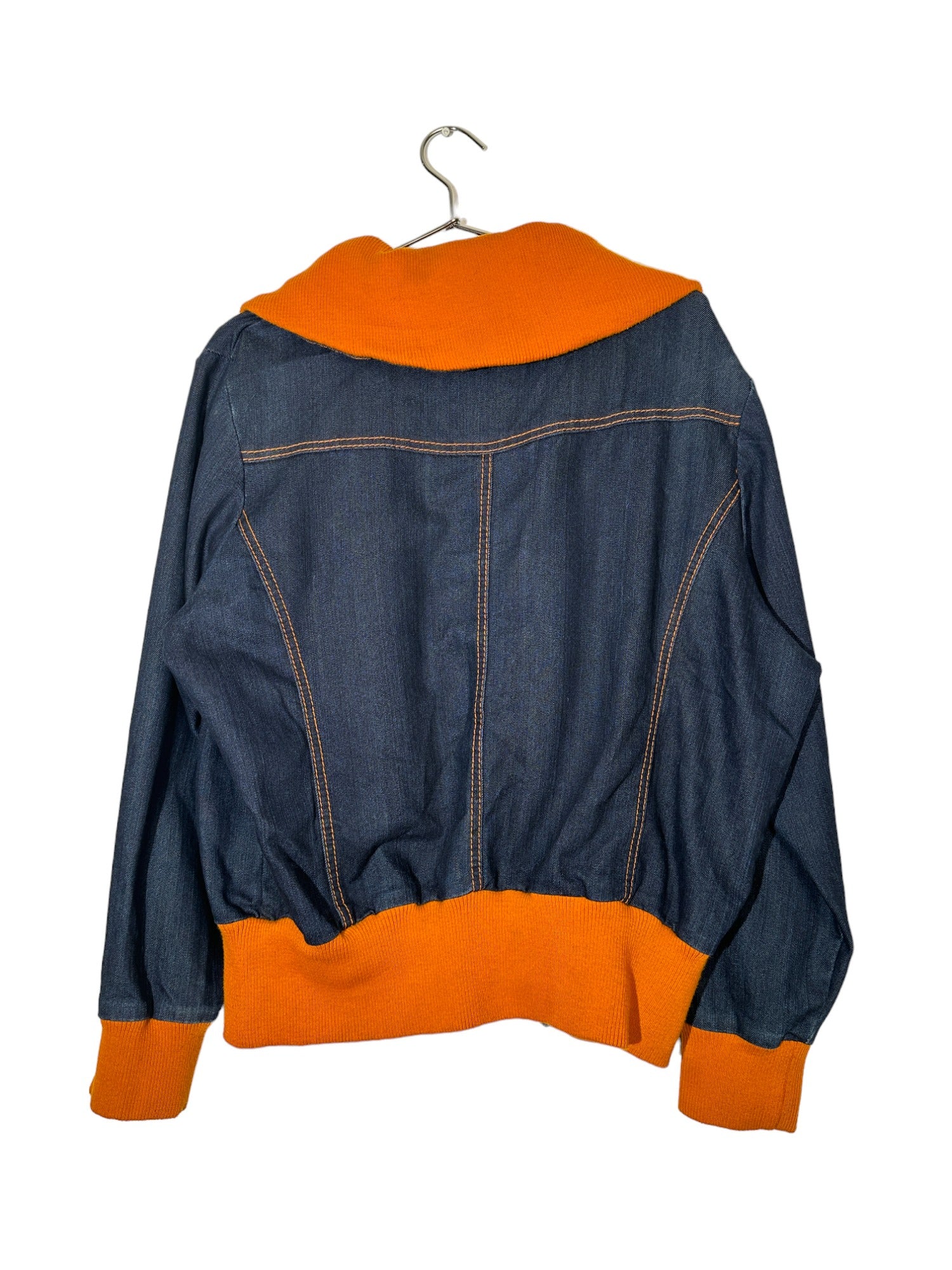 Blue Denim Orange Detailed Jacket