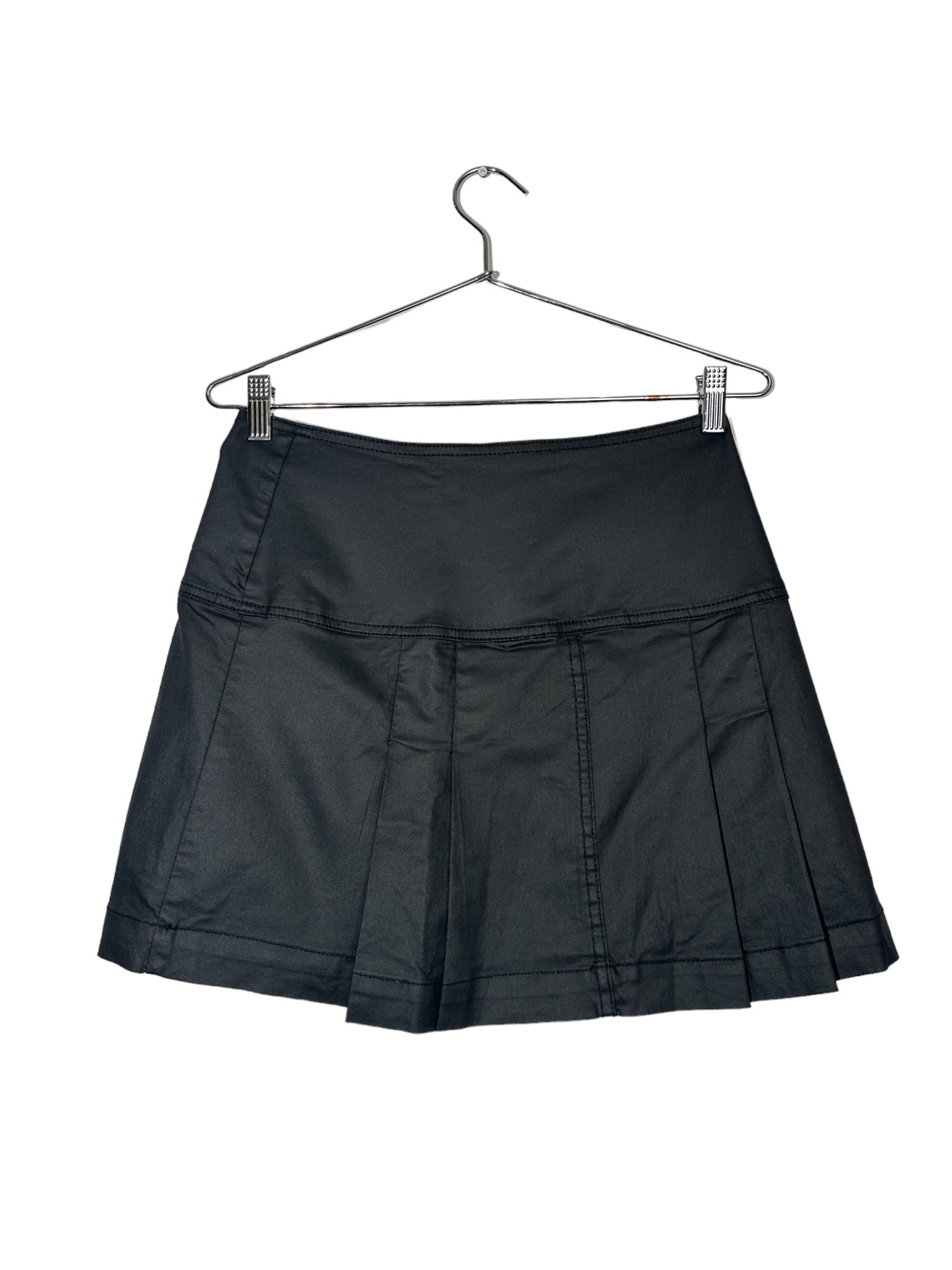 Black Double Belt Wrap Mini Skirt