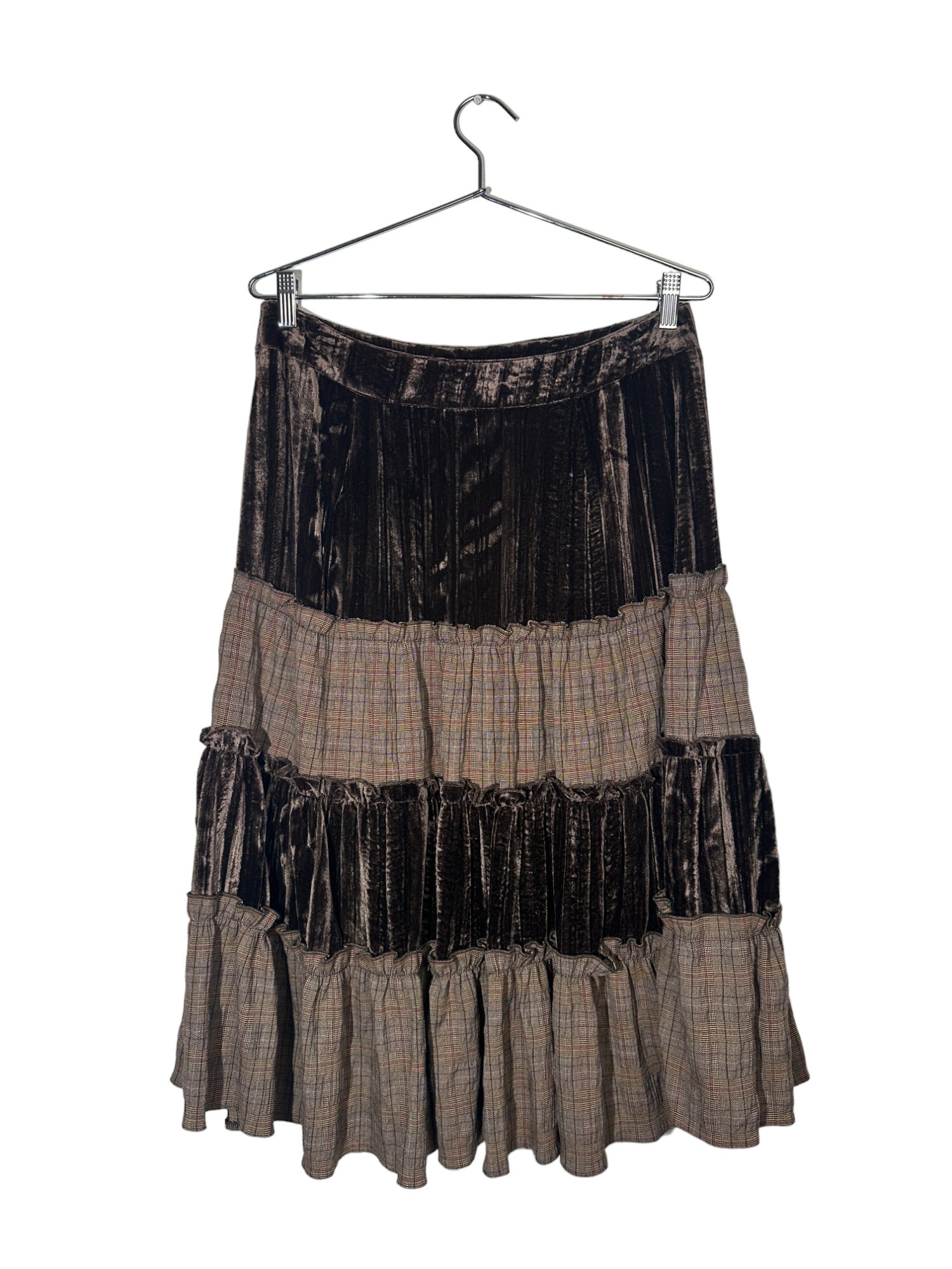 Brown Multi Textured Maxi Skirt