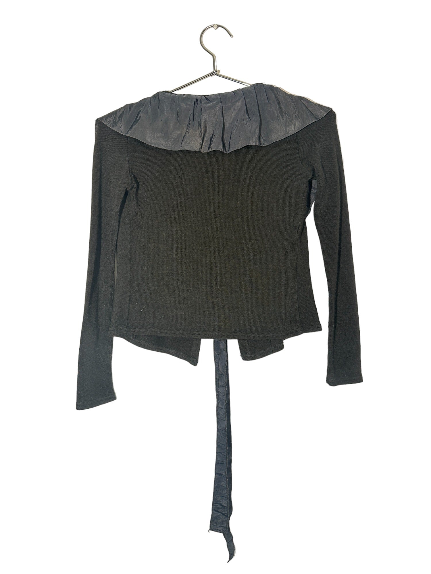 Black Tie Front Long Sleeve Top