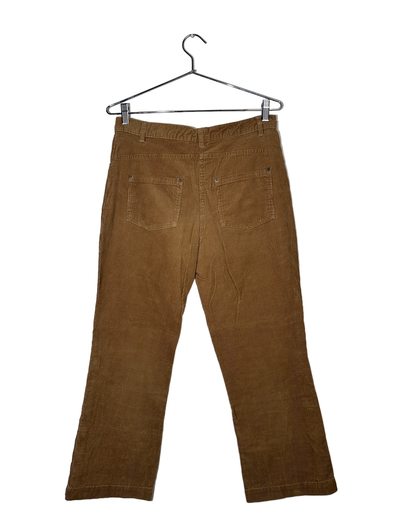Brown Corduroy Jeans with Buttoned Slit