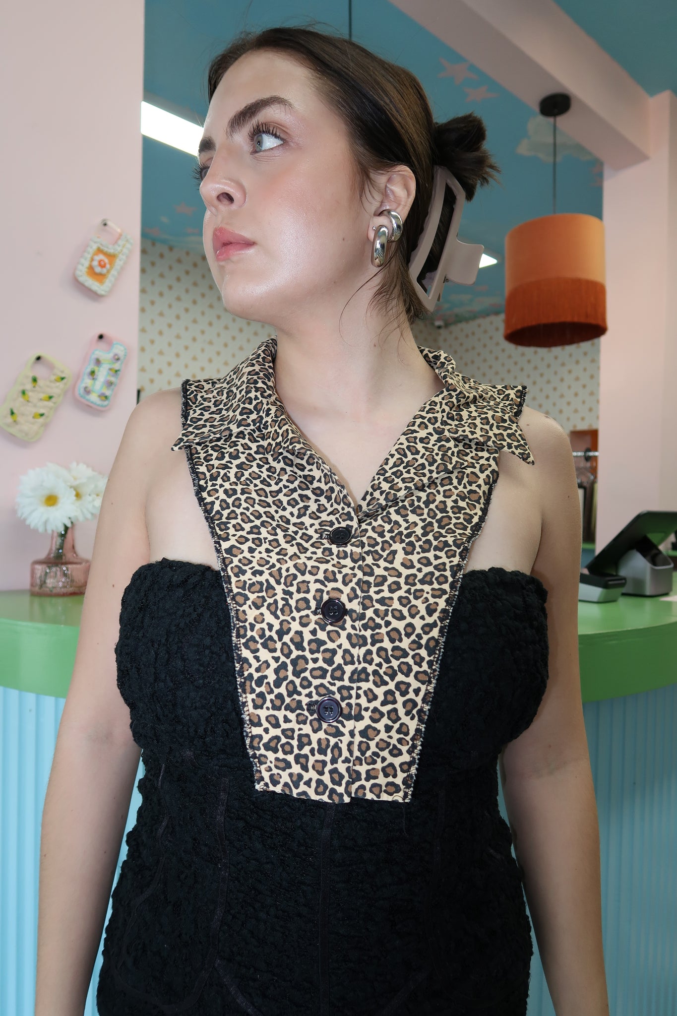 Leopard Under Shirt Collar Styling Piece