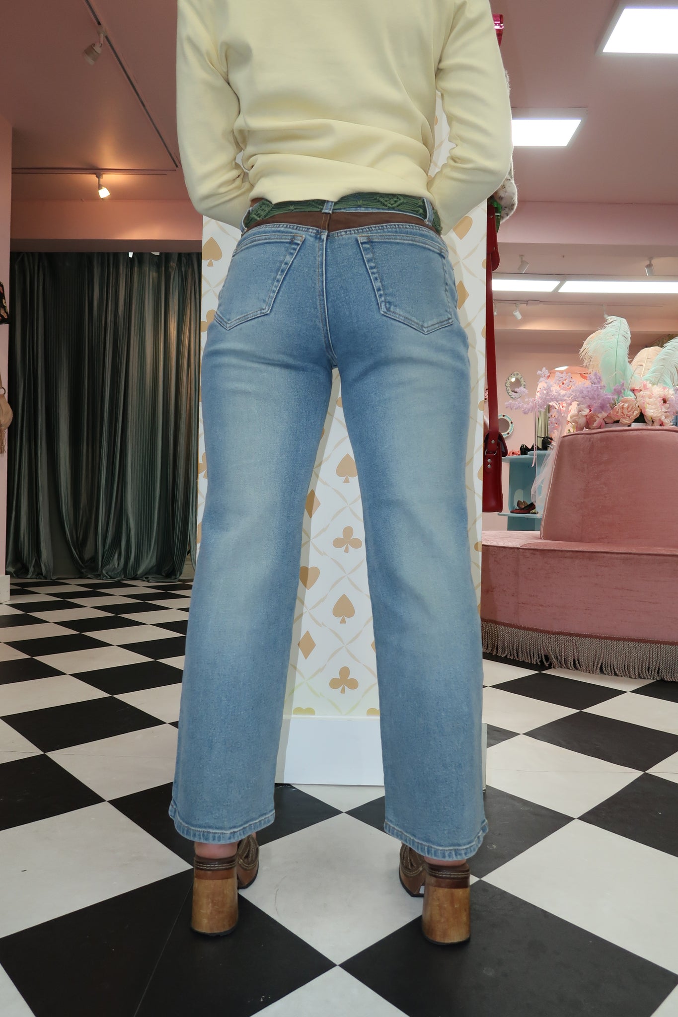 Brown Patch Work Jeans