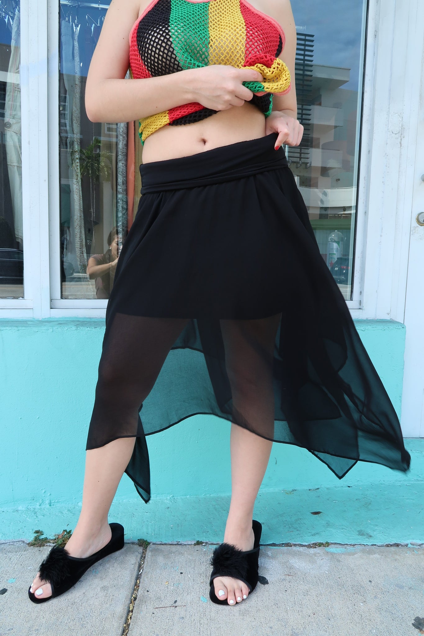 Black Asymmetrical Layered Skirt