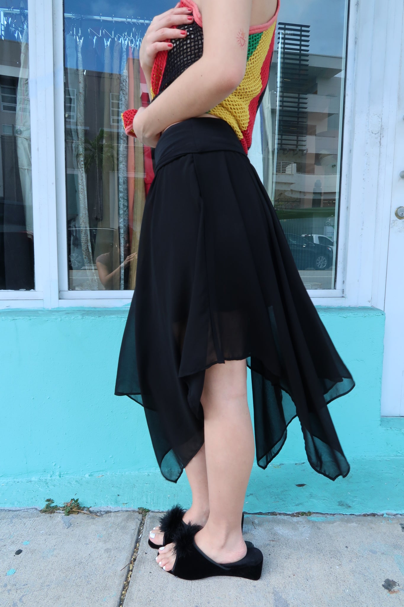 Black Asymmetrical Layered Skirt