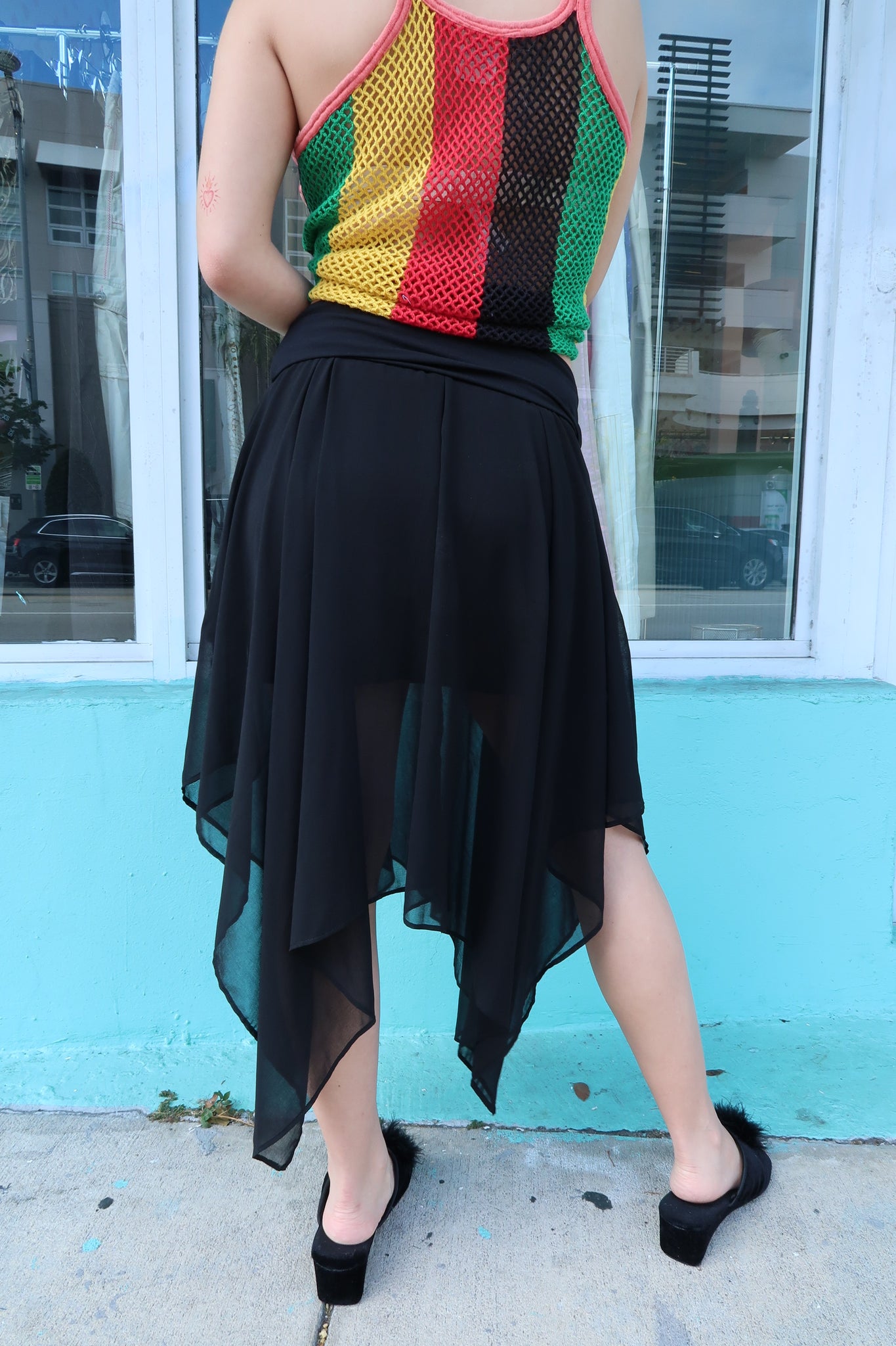 Black Asymmetrical Layered Skirt