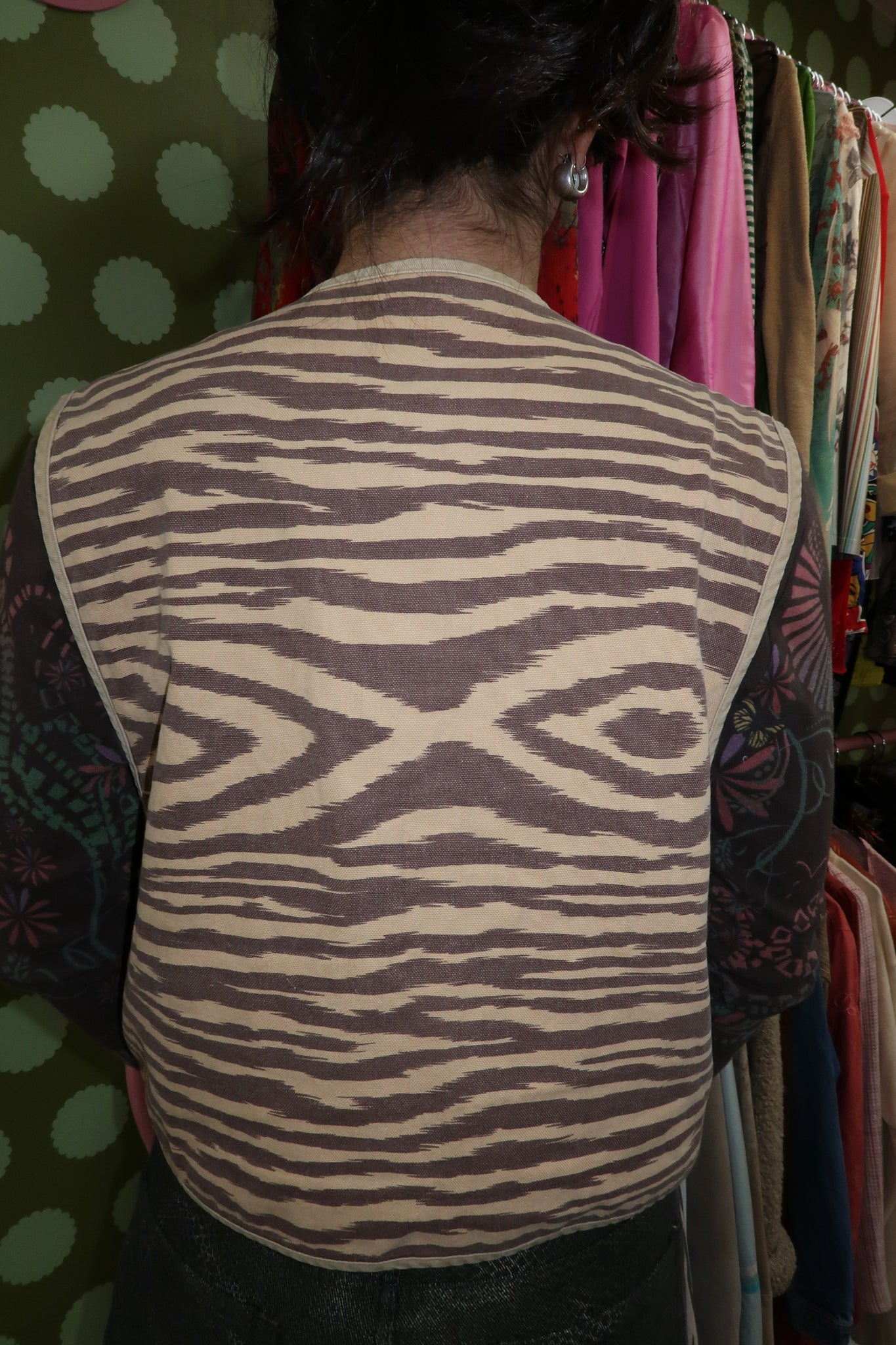 Zebra Print Khaki Vest