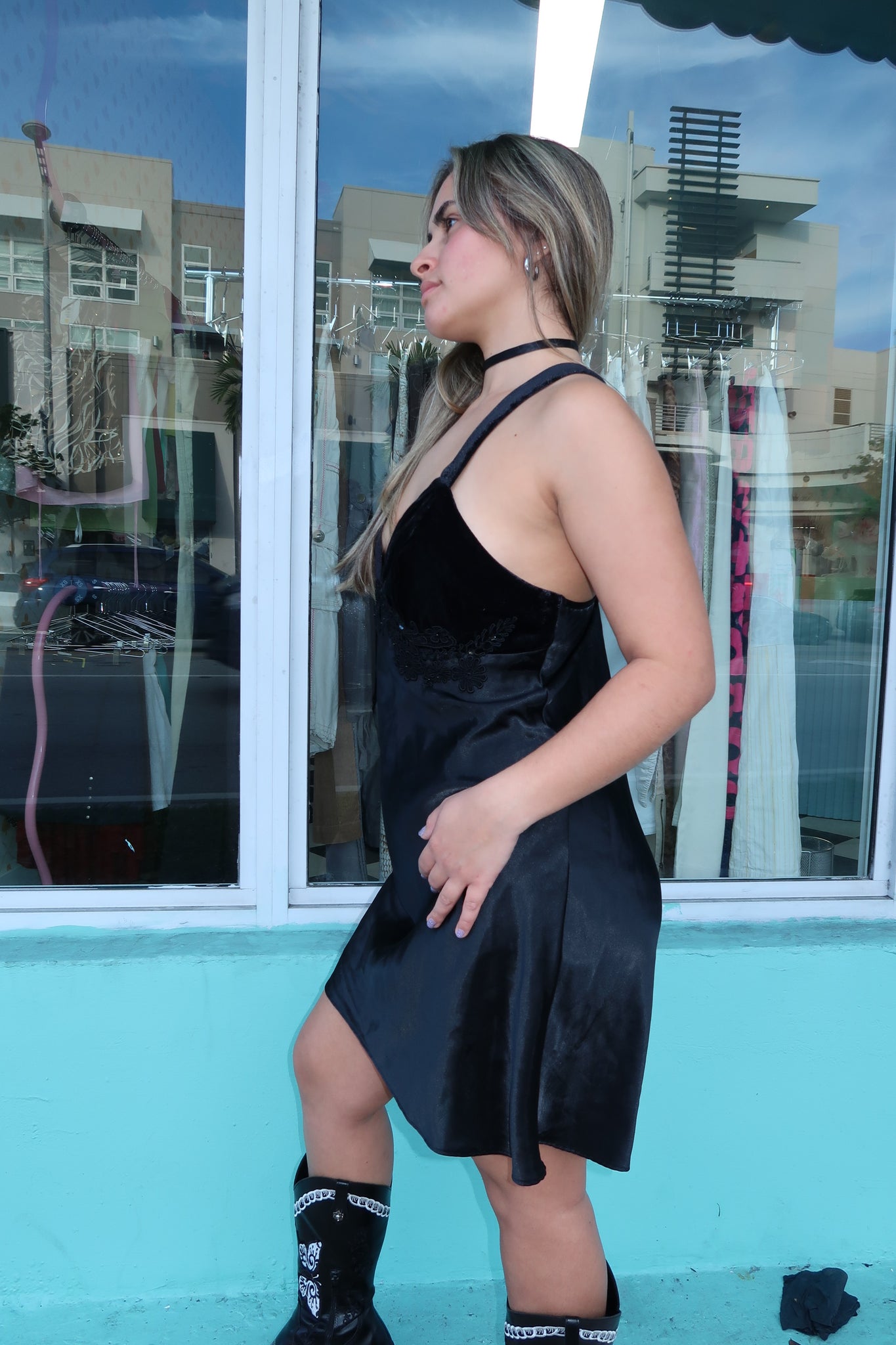 Black Velvet Mini Dress