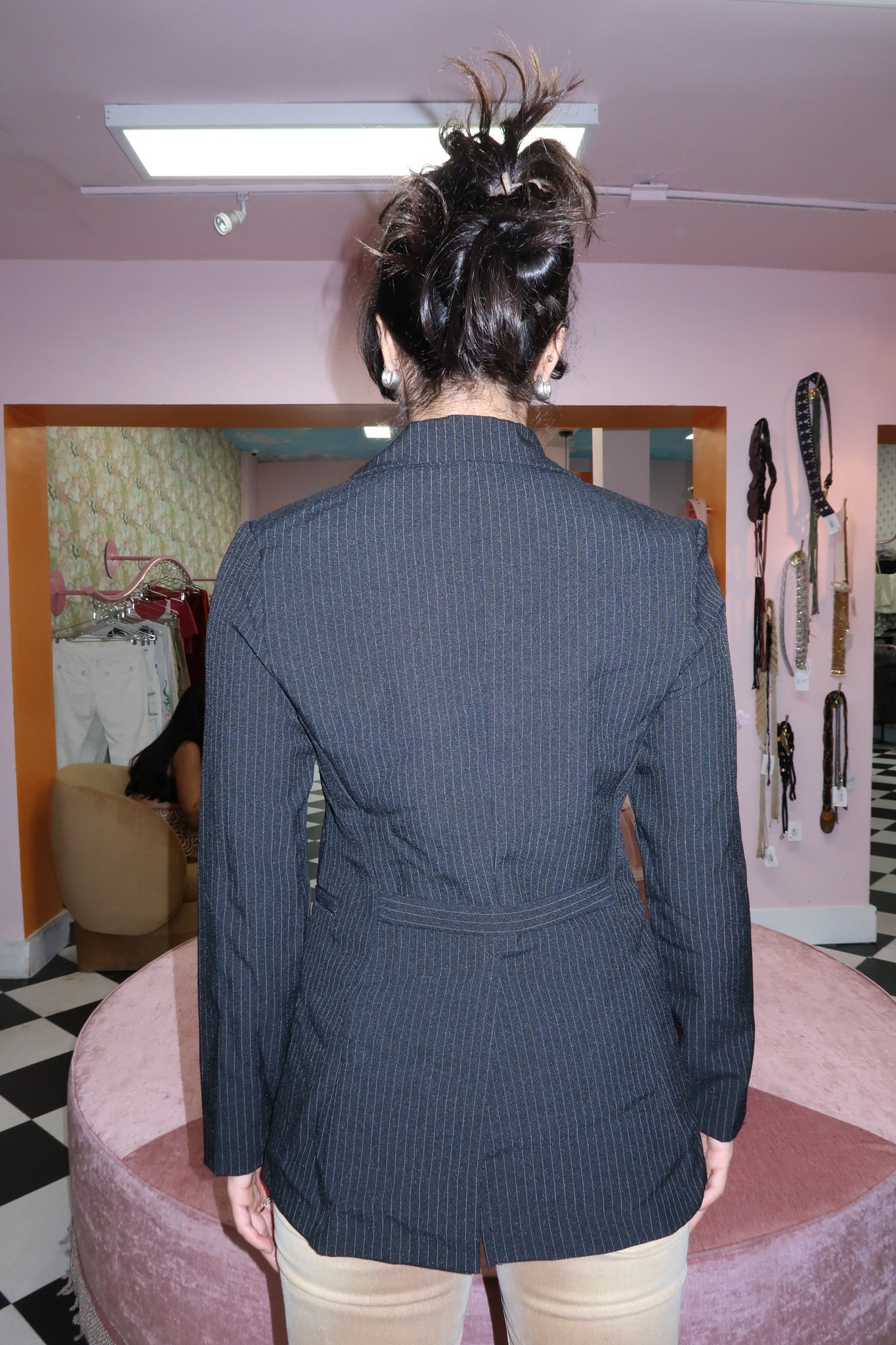 Black Pin Stripe Blazer Jacket