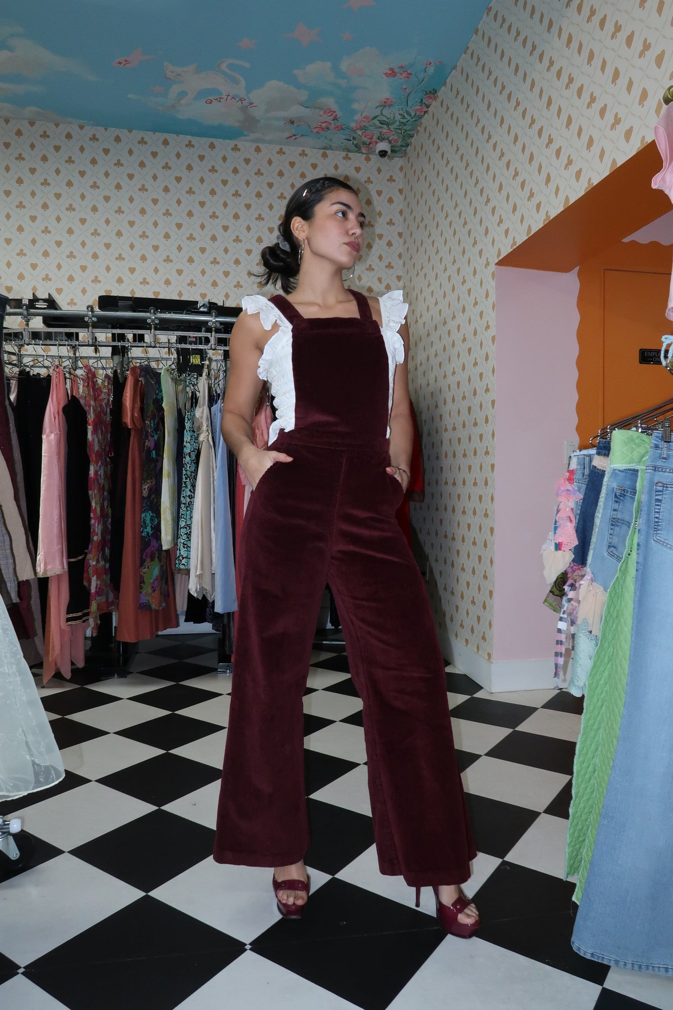 Corduroy Burgundy Jumpsuit