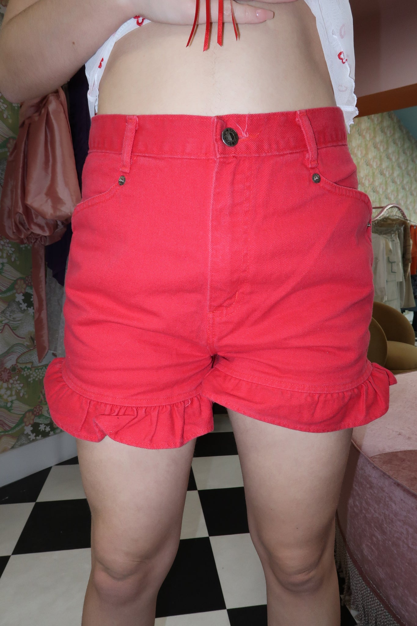 Bonjour Red Vintage Shorts