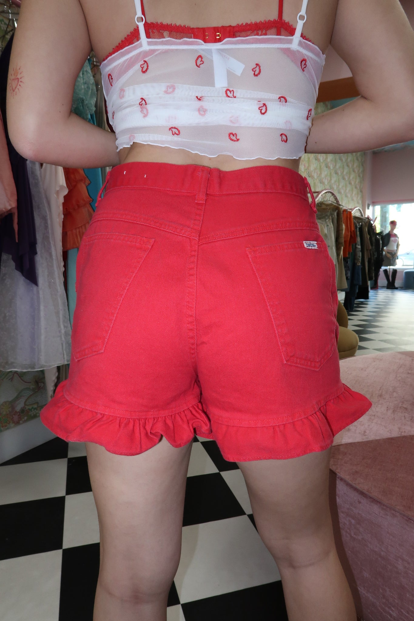 Bonjour Red Vintage Shorts