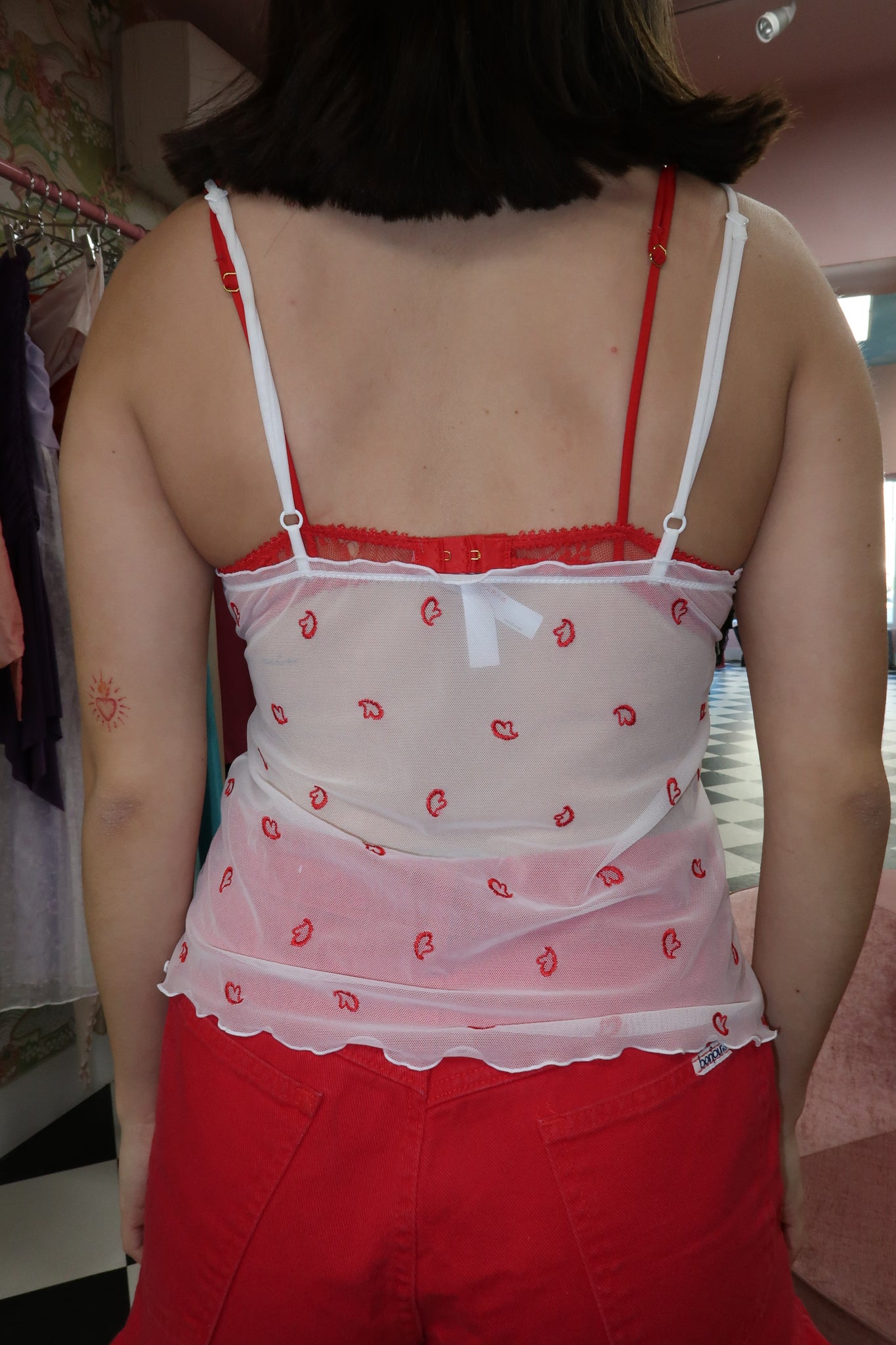 Red & White Hearts Top