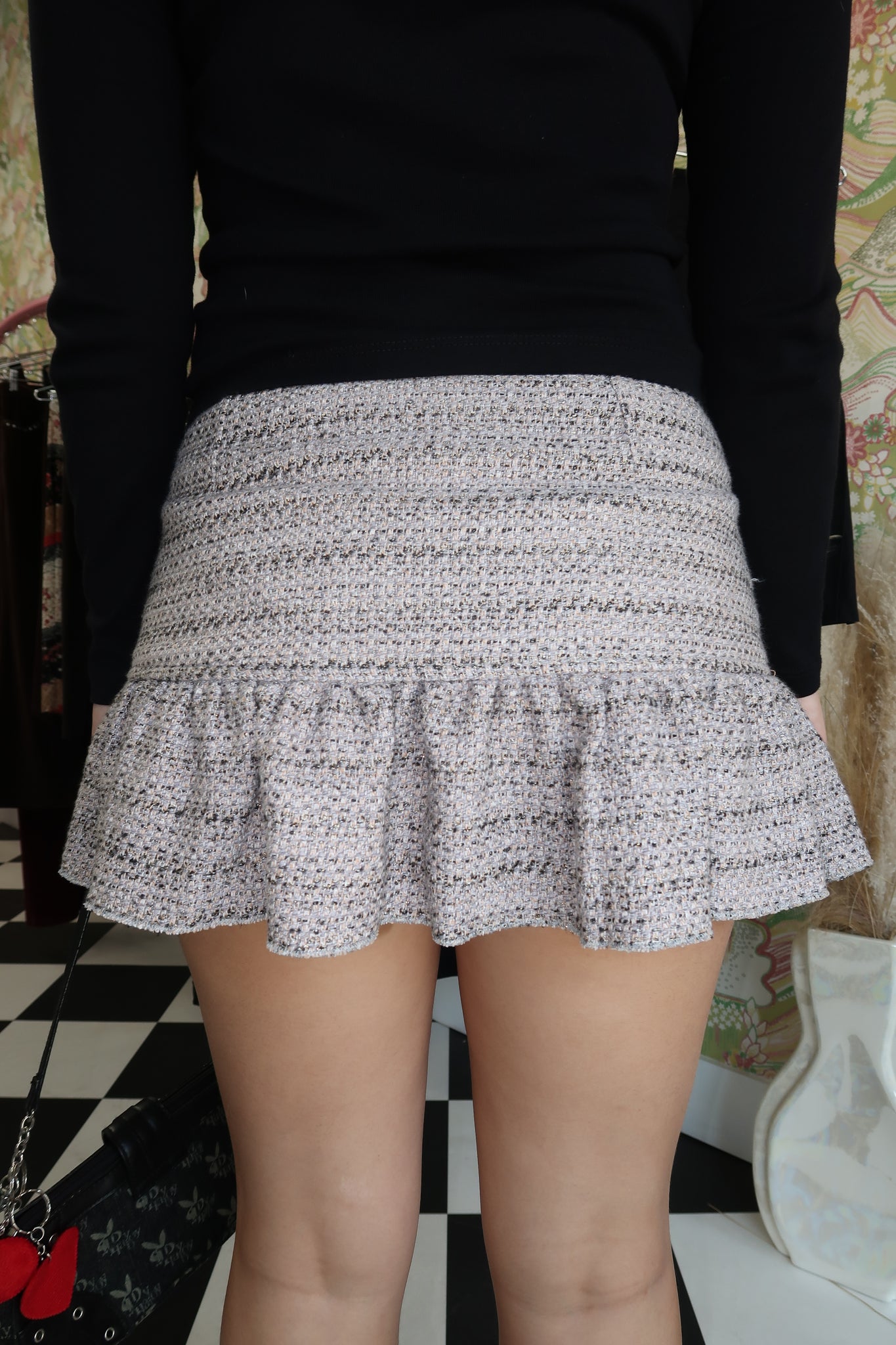 Tweed Mini Pleated Skirt