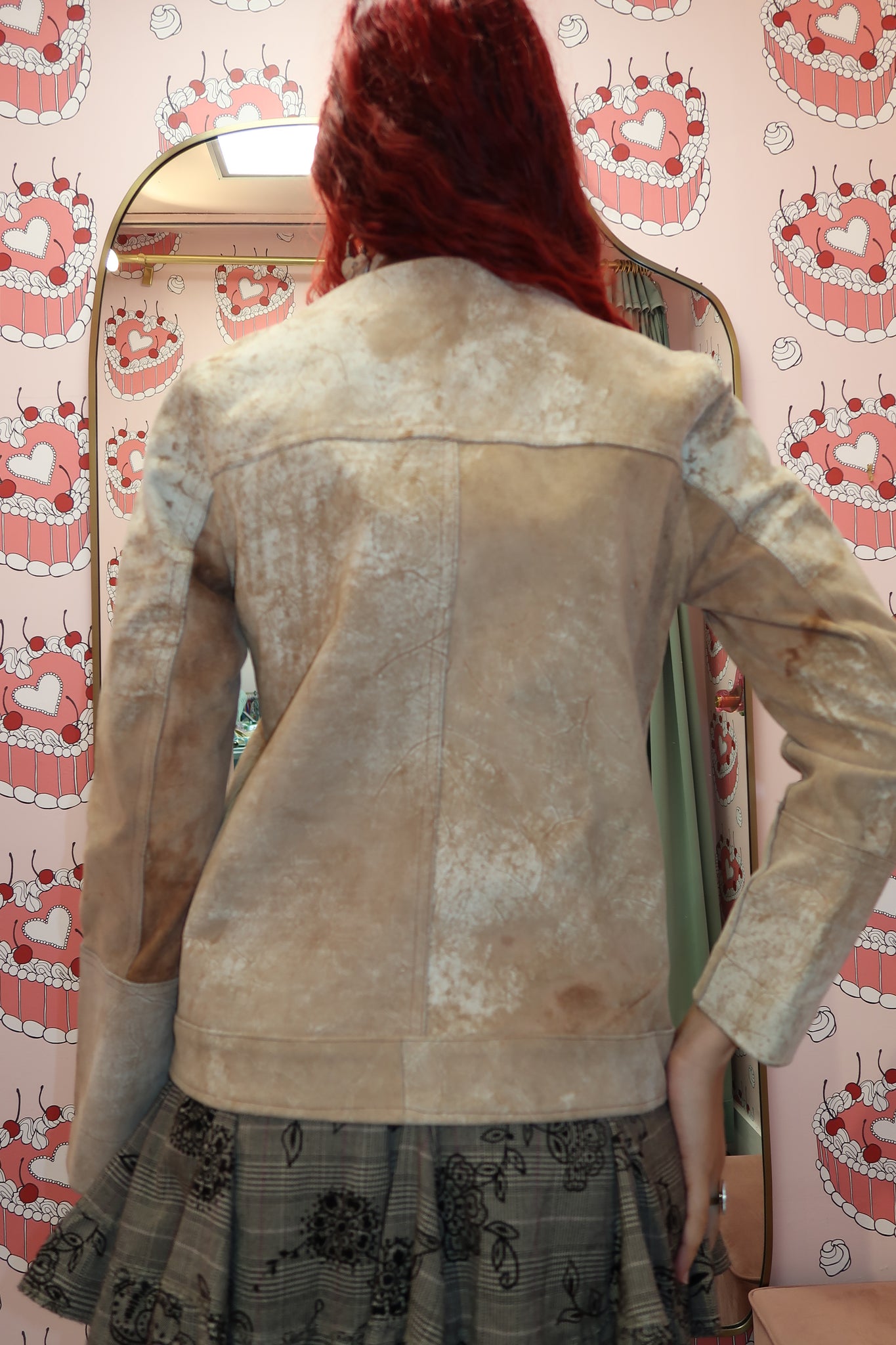 Chiarini Nude Brown Buttoned Leather Jacket