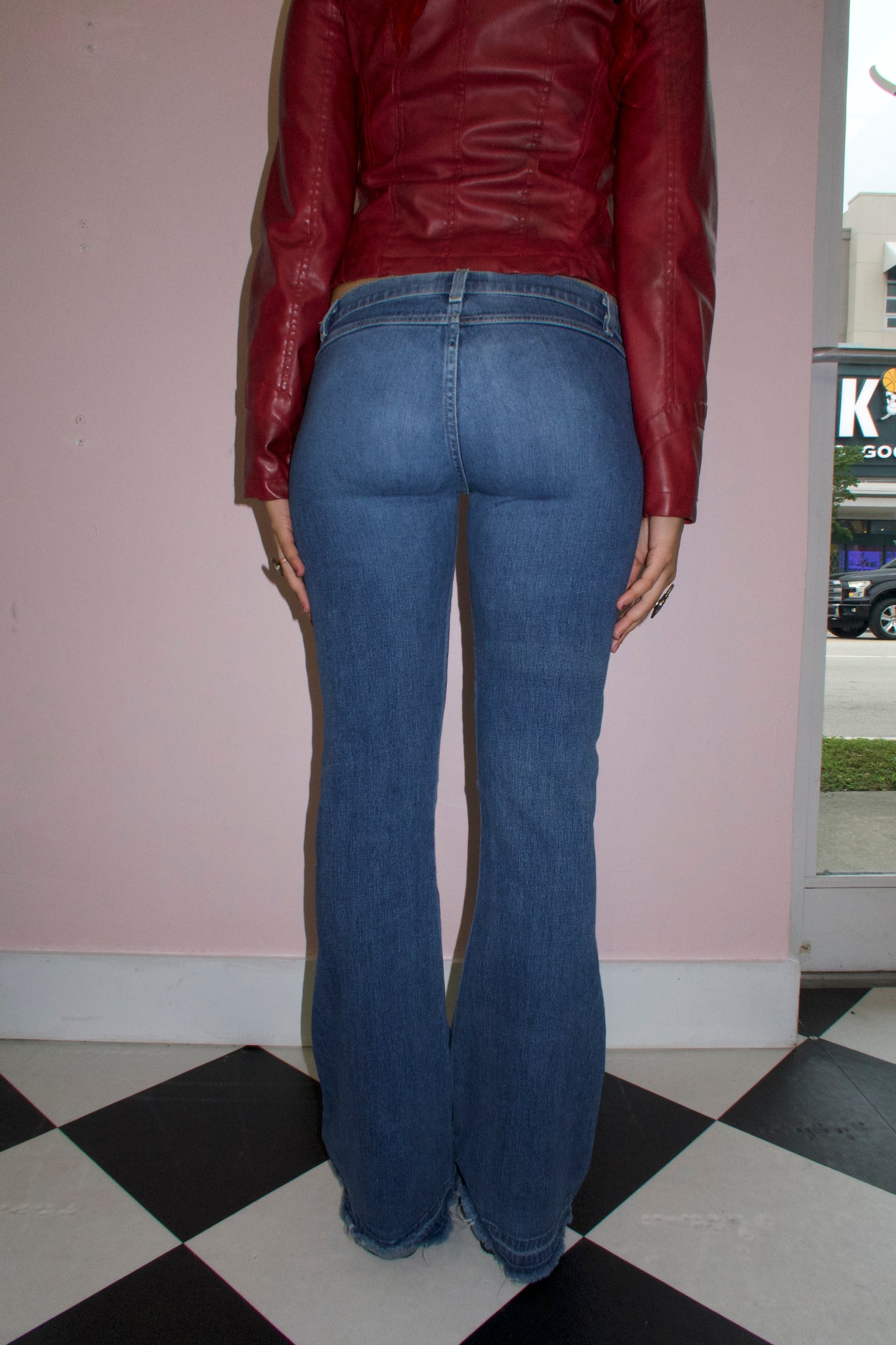 Denim Wide Leg Brown Patchwork Jeans