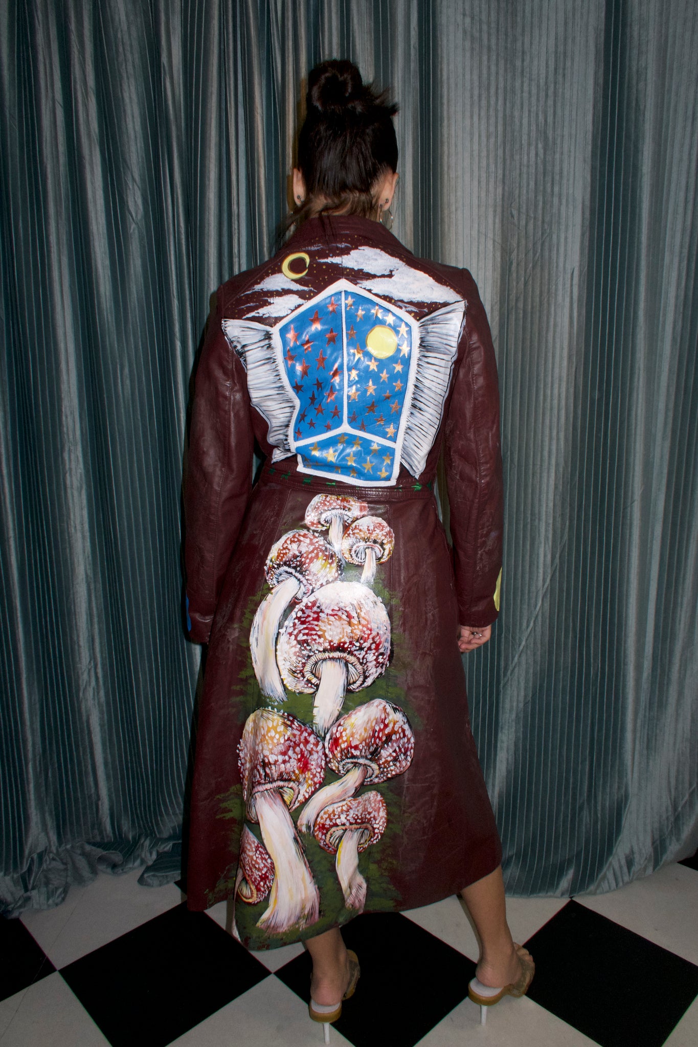 Custom Painted Faux Trench Coat