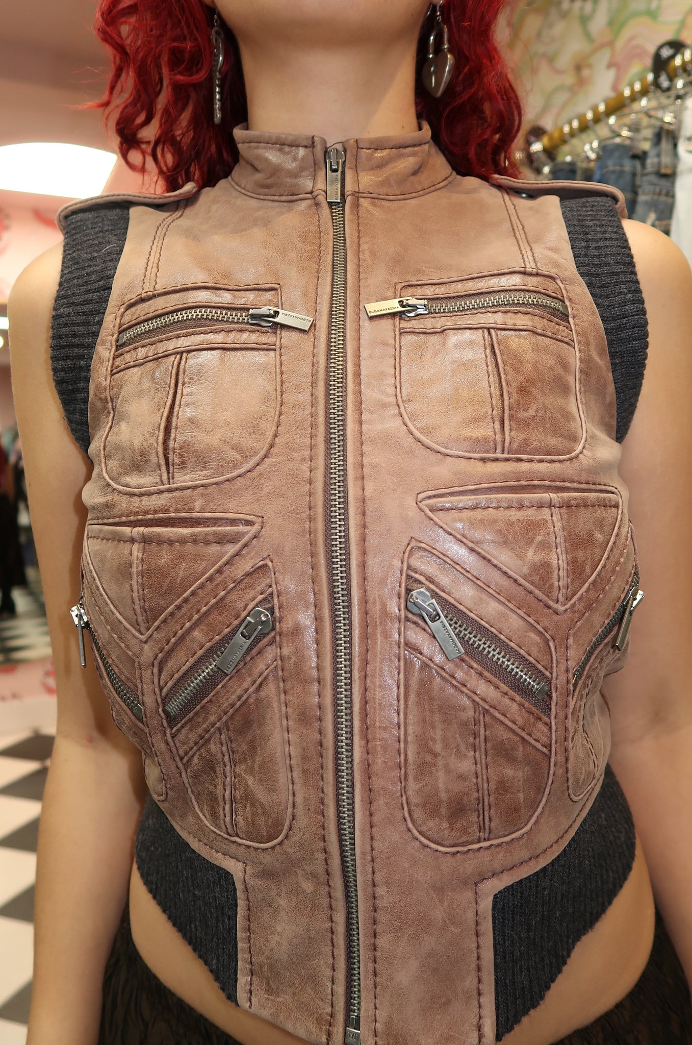 Genuine Leather Brown Vest