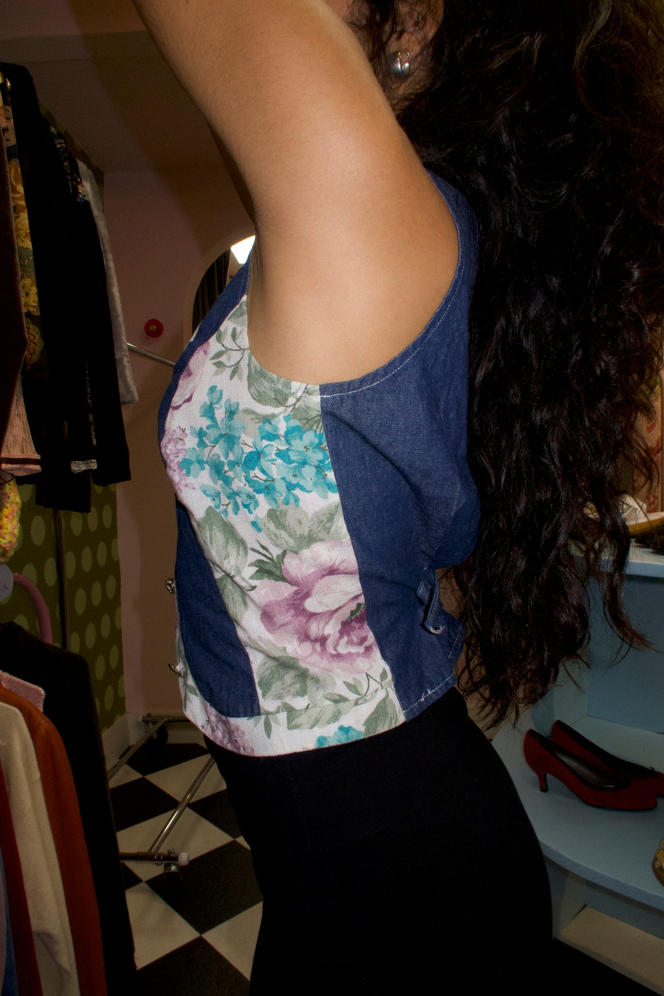 Denim Floral Vest Top