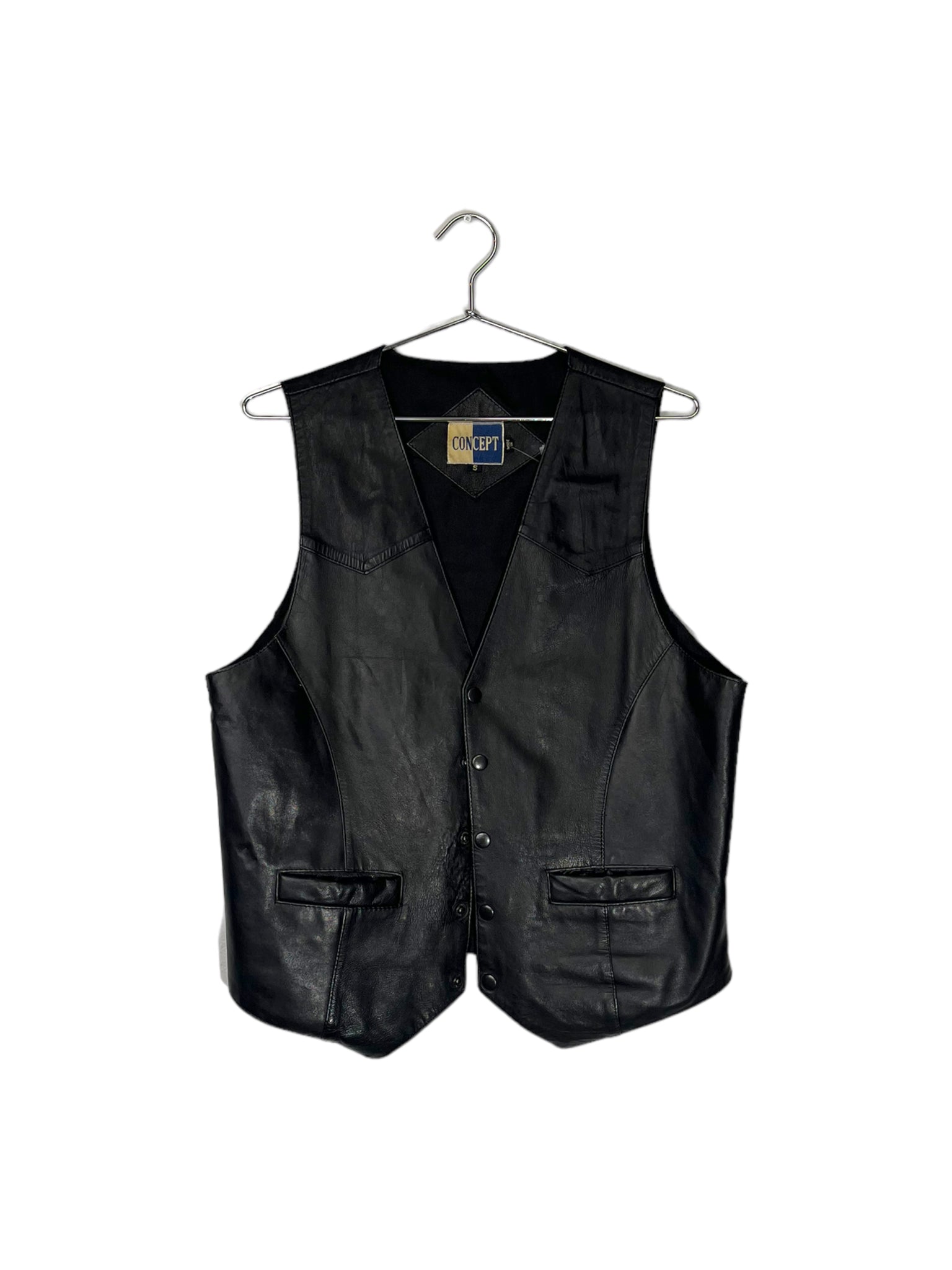 Vintage Leather Concept Biker Vest - S