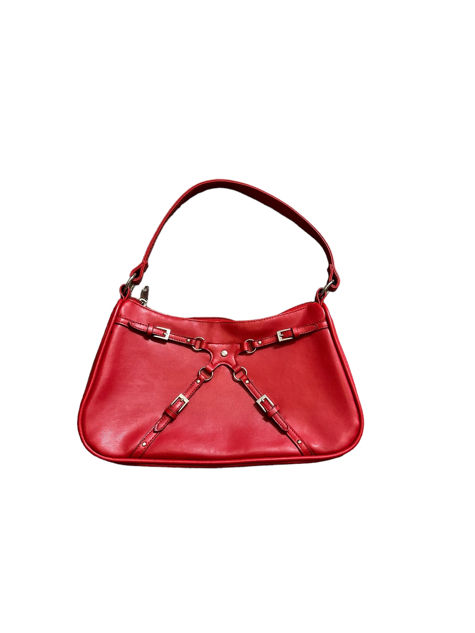 Strapped Red Shoulder Purse