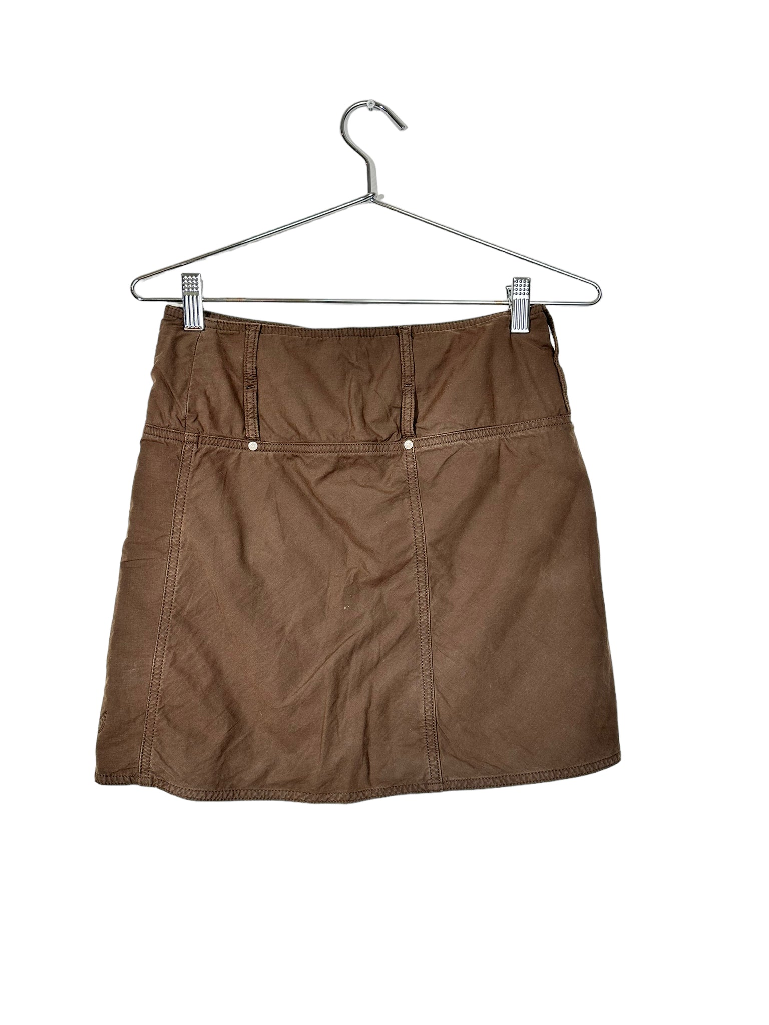 Diesel Brown Buckle Zipper Mini Skirt