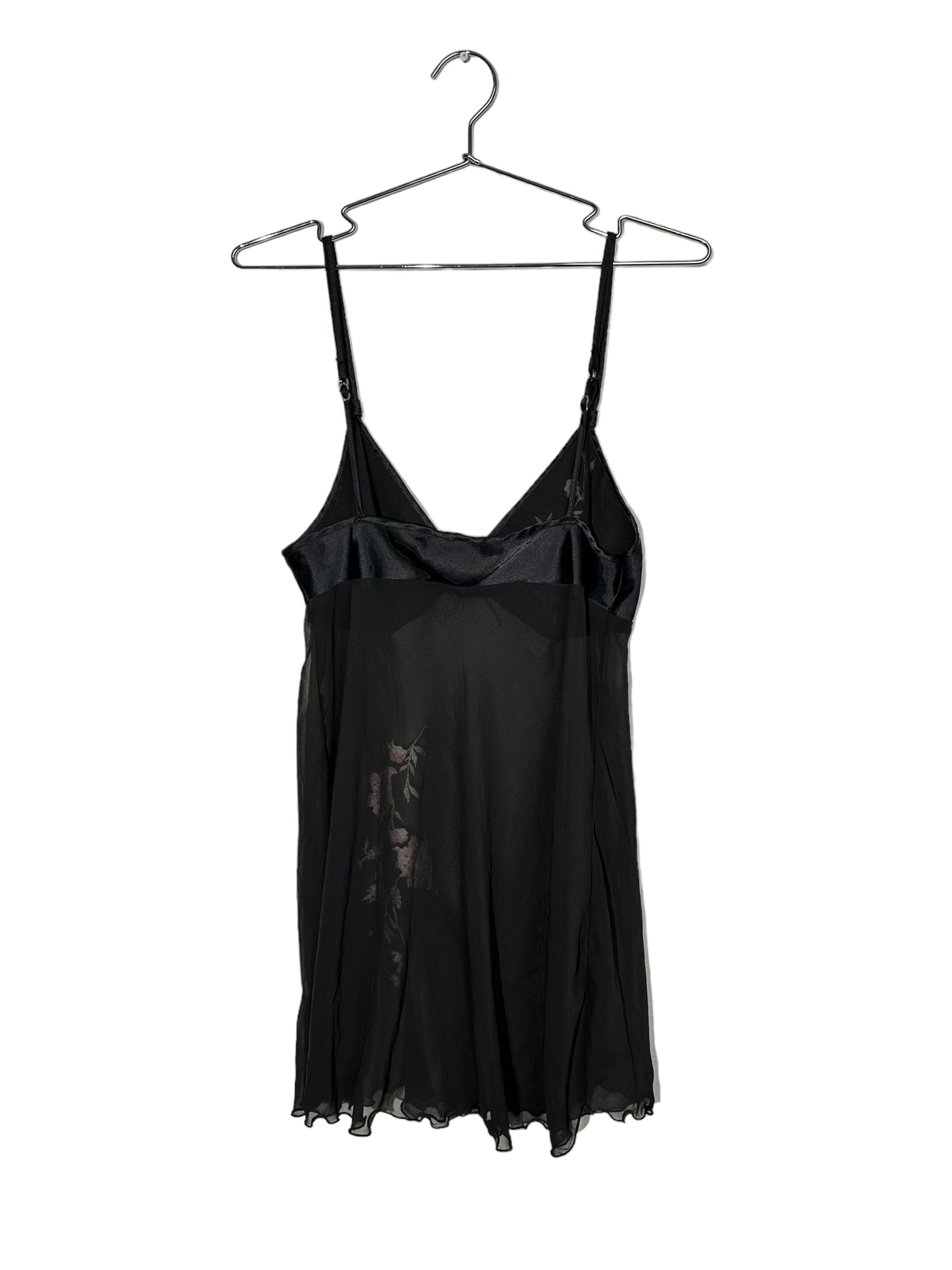 Black Slip Top Embroidered Flowers