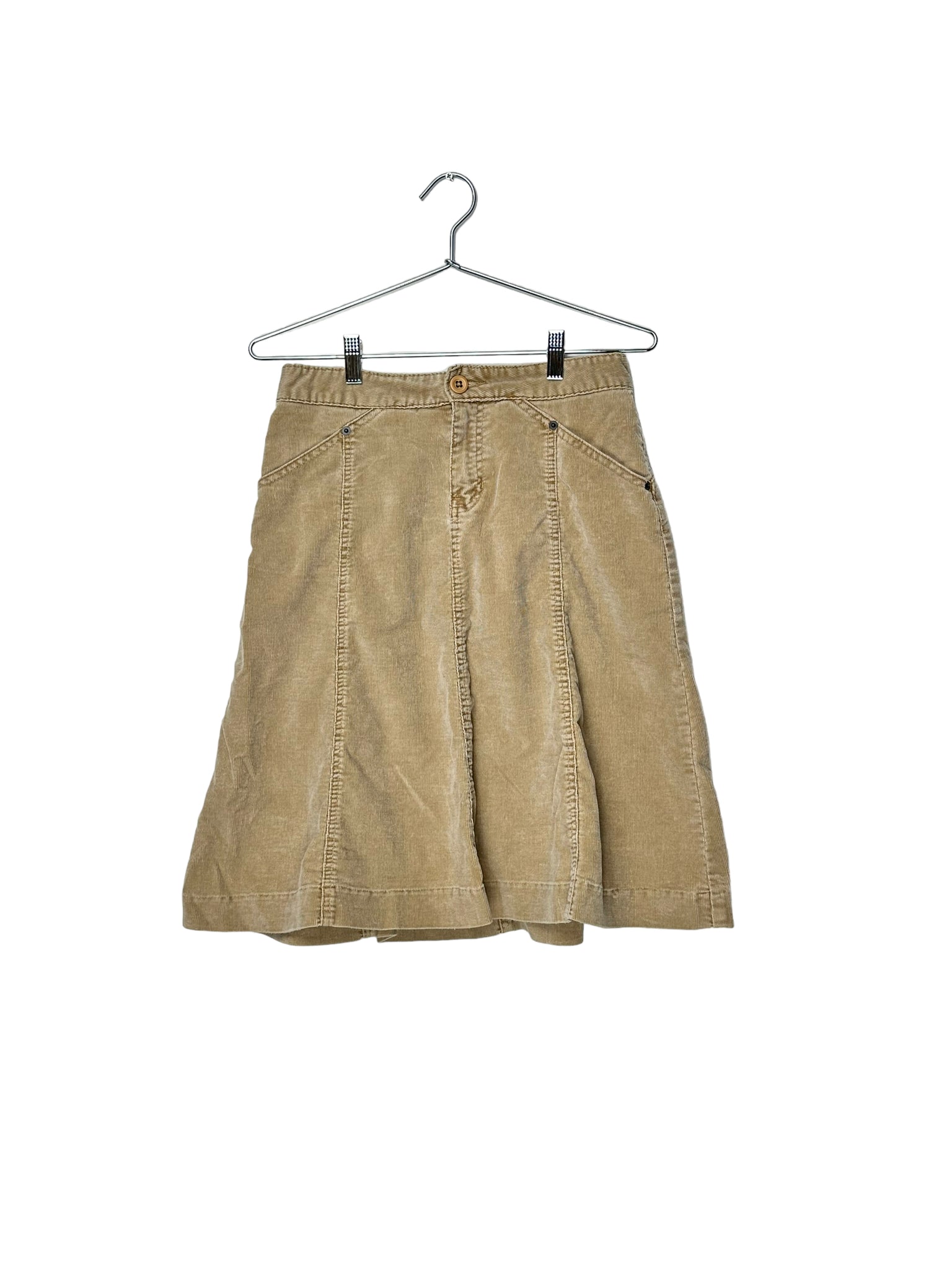 Tan Corduroy Midi Skirt