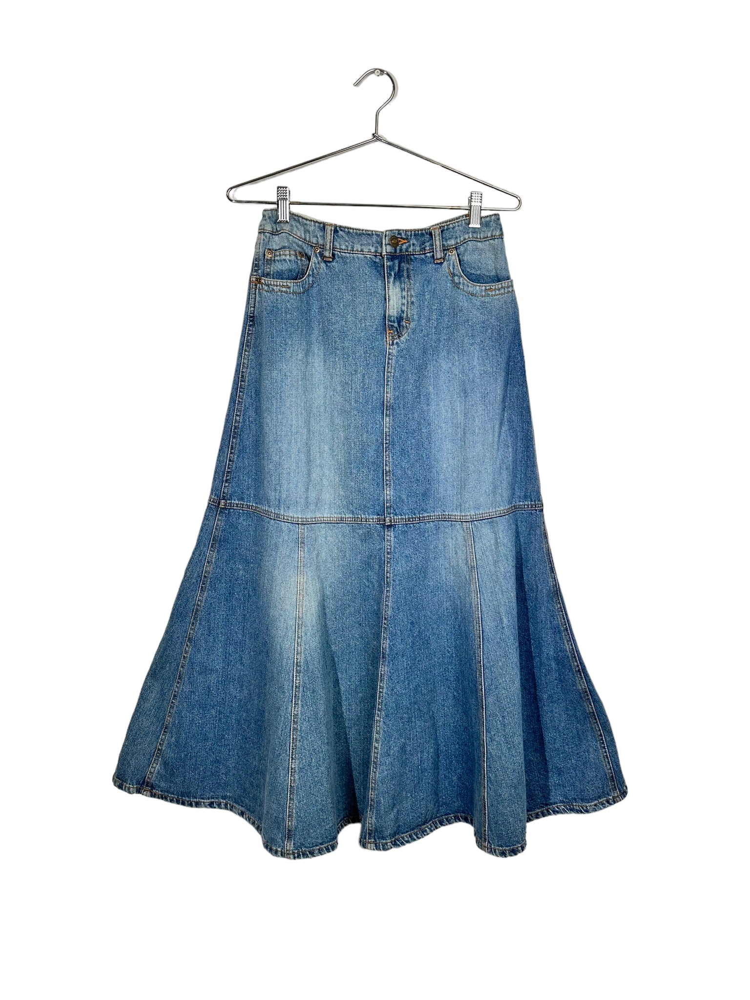 Denim Maxi Flare Skirt