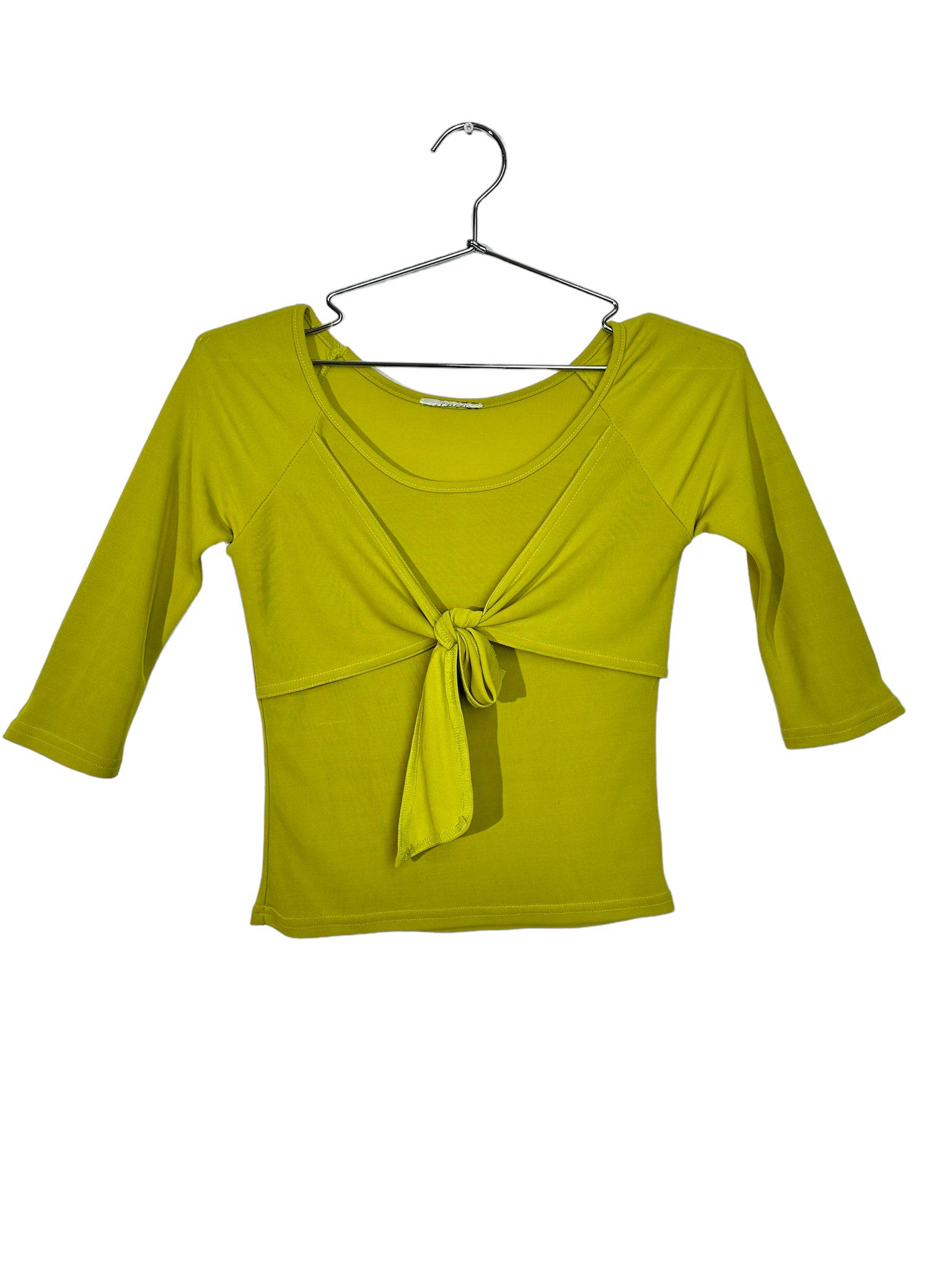 Lime Green Quarter Sleeve Tie-Top